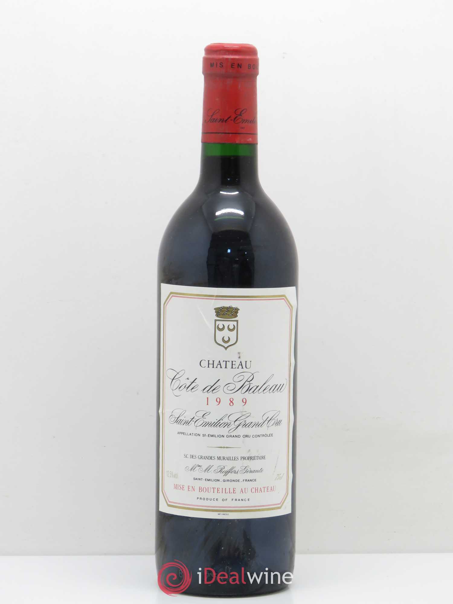 Château Côte de Baleau Grand Cru Classé 1989 - Lot de 1 bouteille - 0