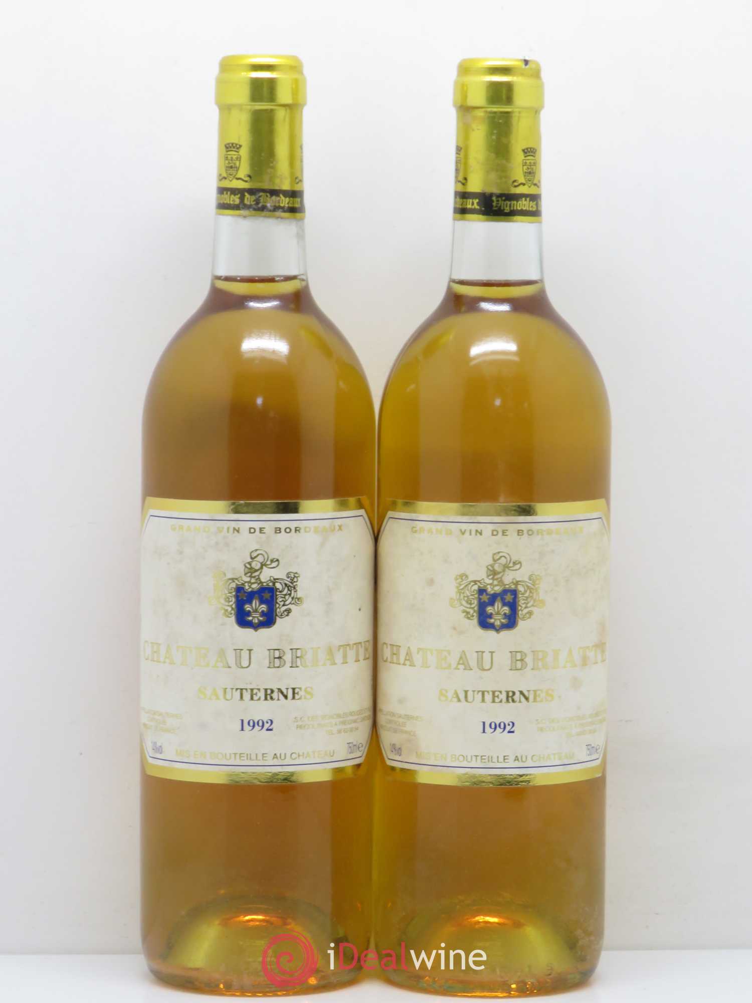 Sauternes Château Briatte (sans prix de réserve) 1992 - Lot de 2 bouteilles - 0