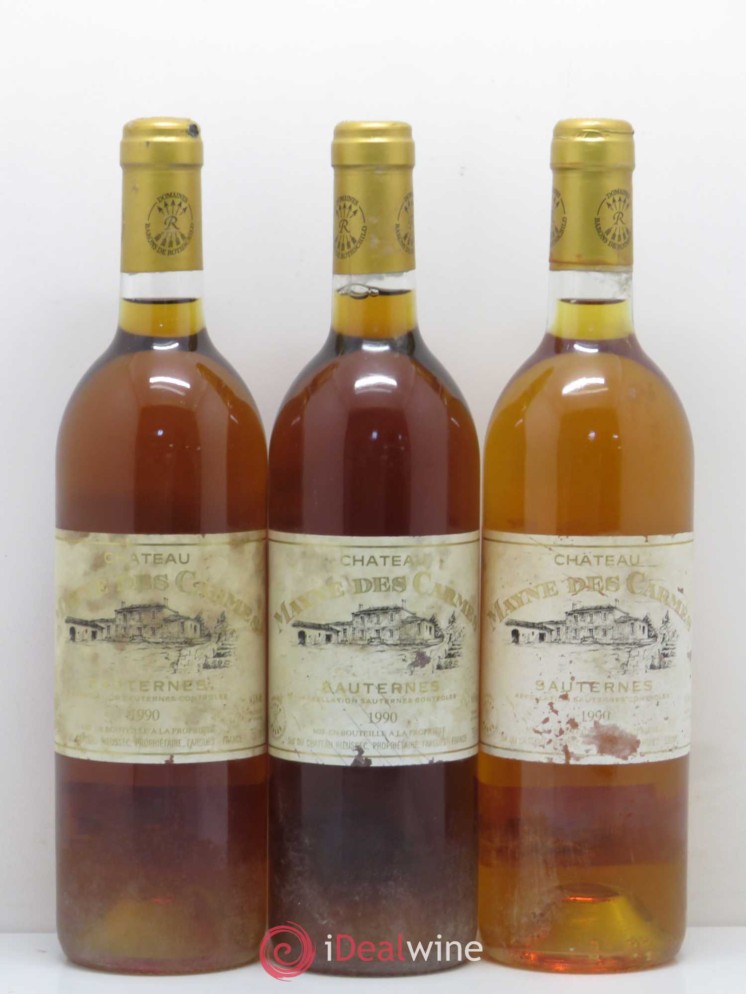 Sauternes Château May Des Carmes 1990 - Lotto di 3 bottiglie - 0