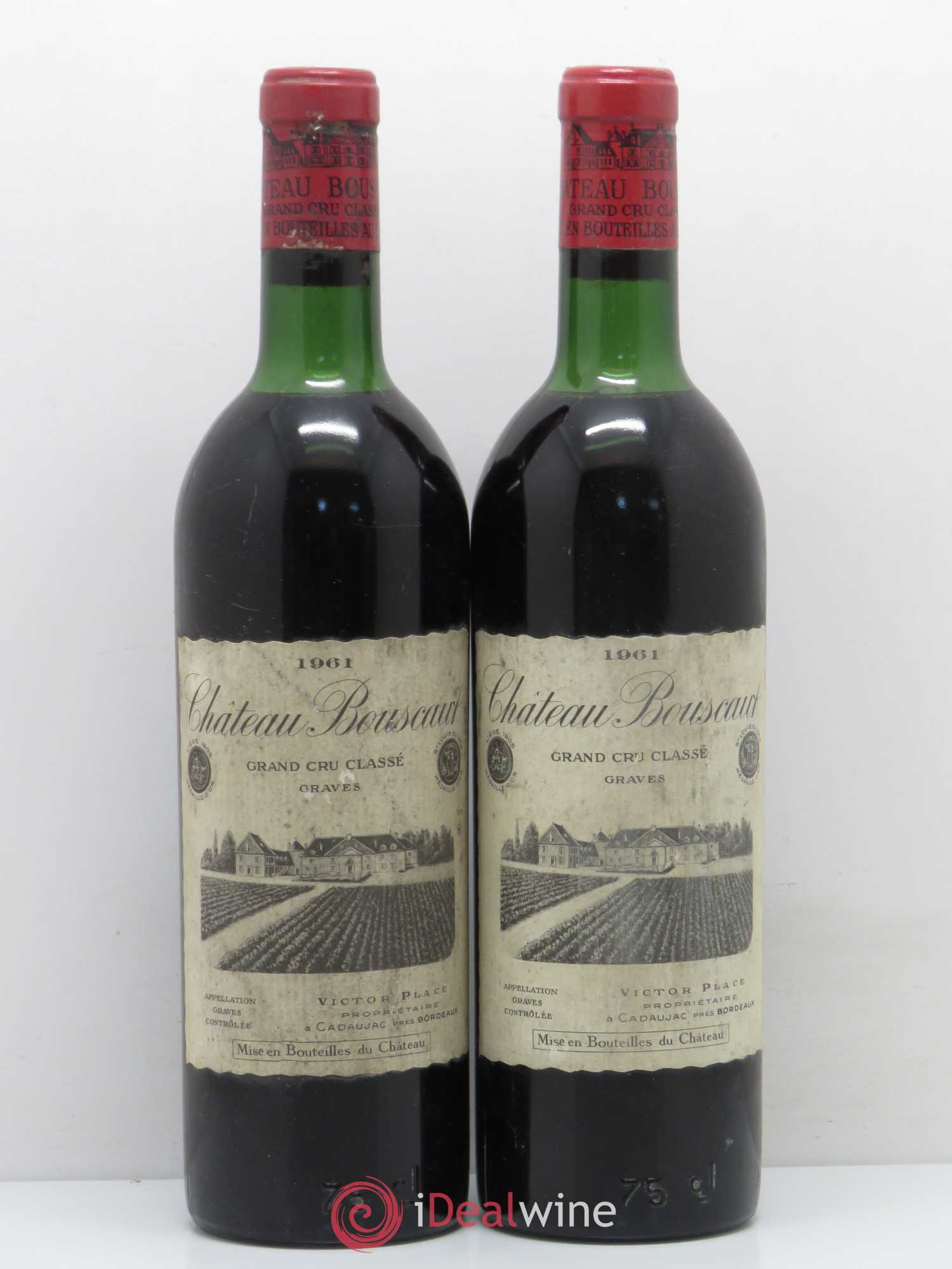 Château Bouscaut Cru Classé de Graves 1961 - Lot de 2 bouteilles - 0