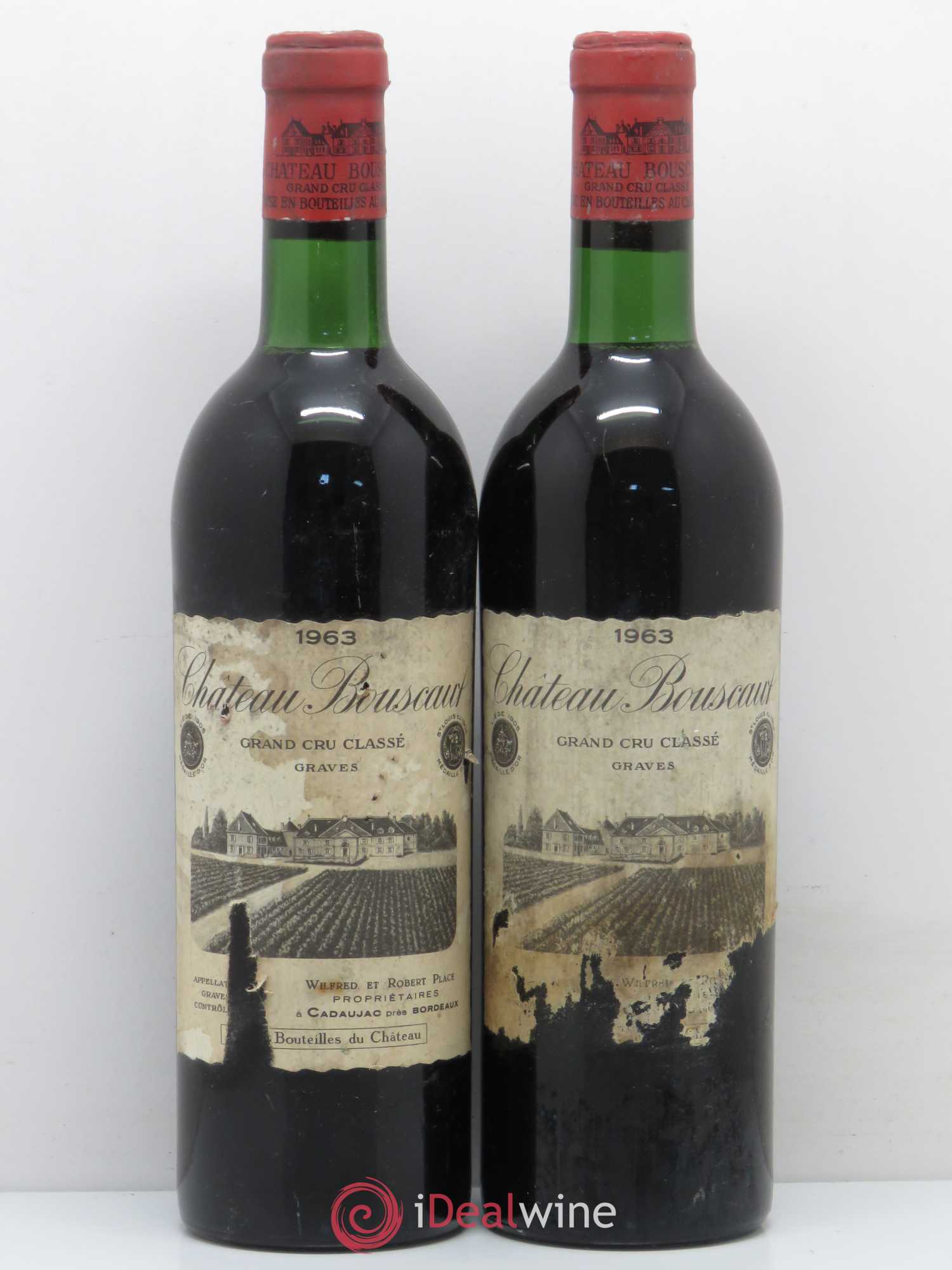 Château Bouscaut Cru Classé de Graves 1963 - Lot de 2 bouteilles - 0