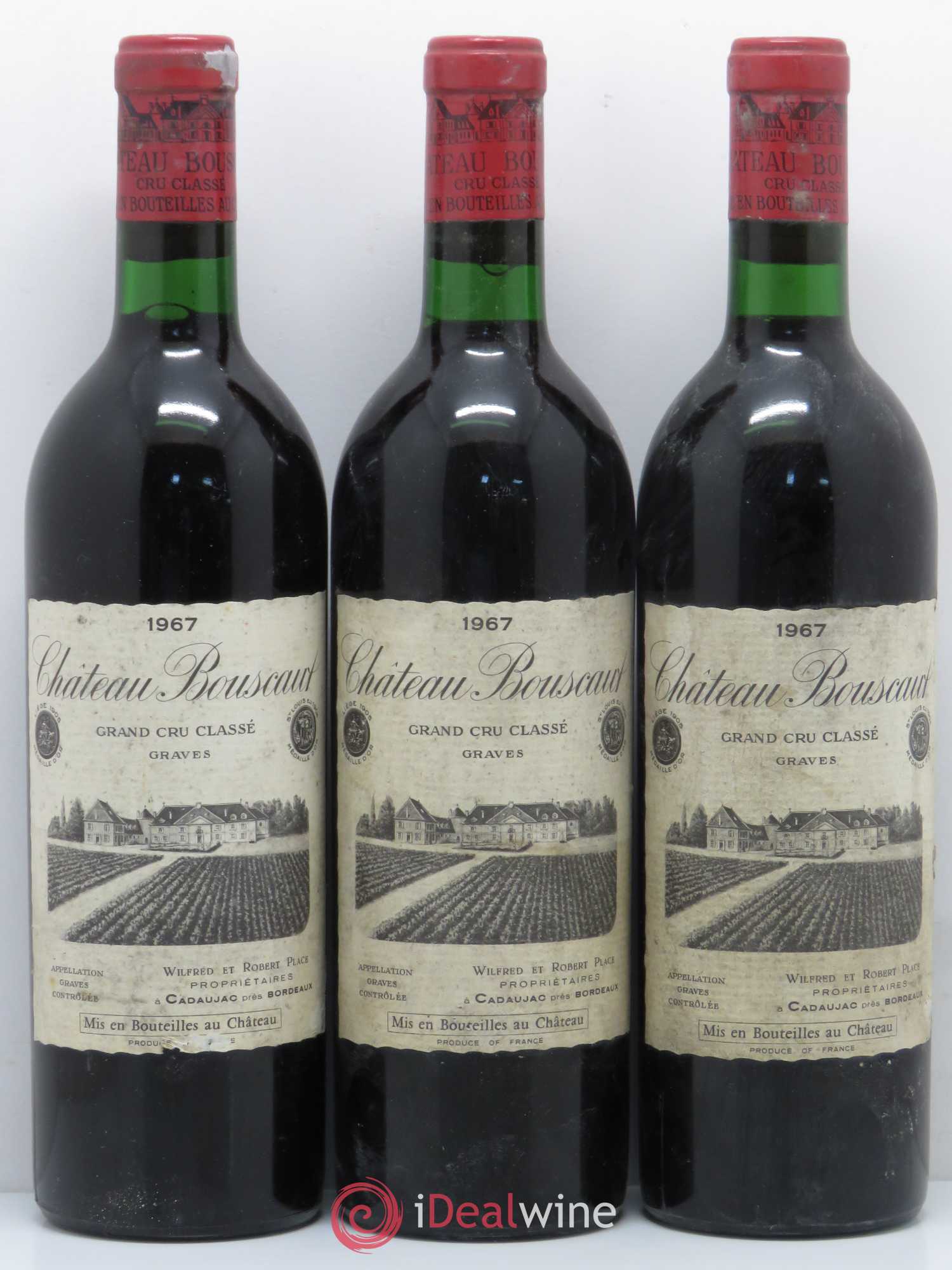 Château Bouscaut Cru Classé de Graves 1967 - Lot of 3 bottles - 0