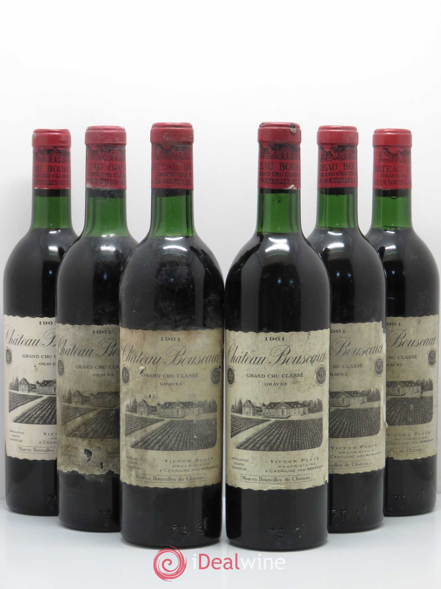 Château Bouscaut Cru Classé de Graves 1961 - Lot de 6 bouteilles - 0