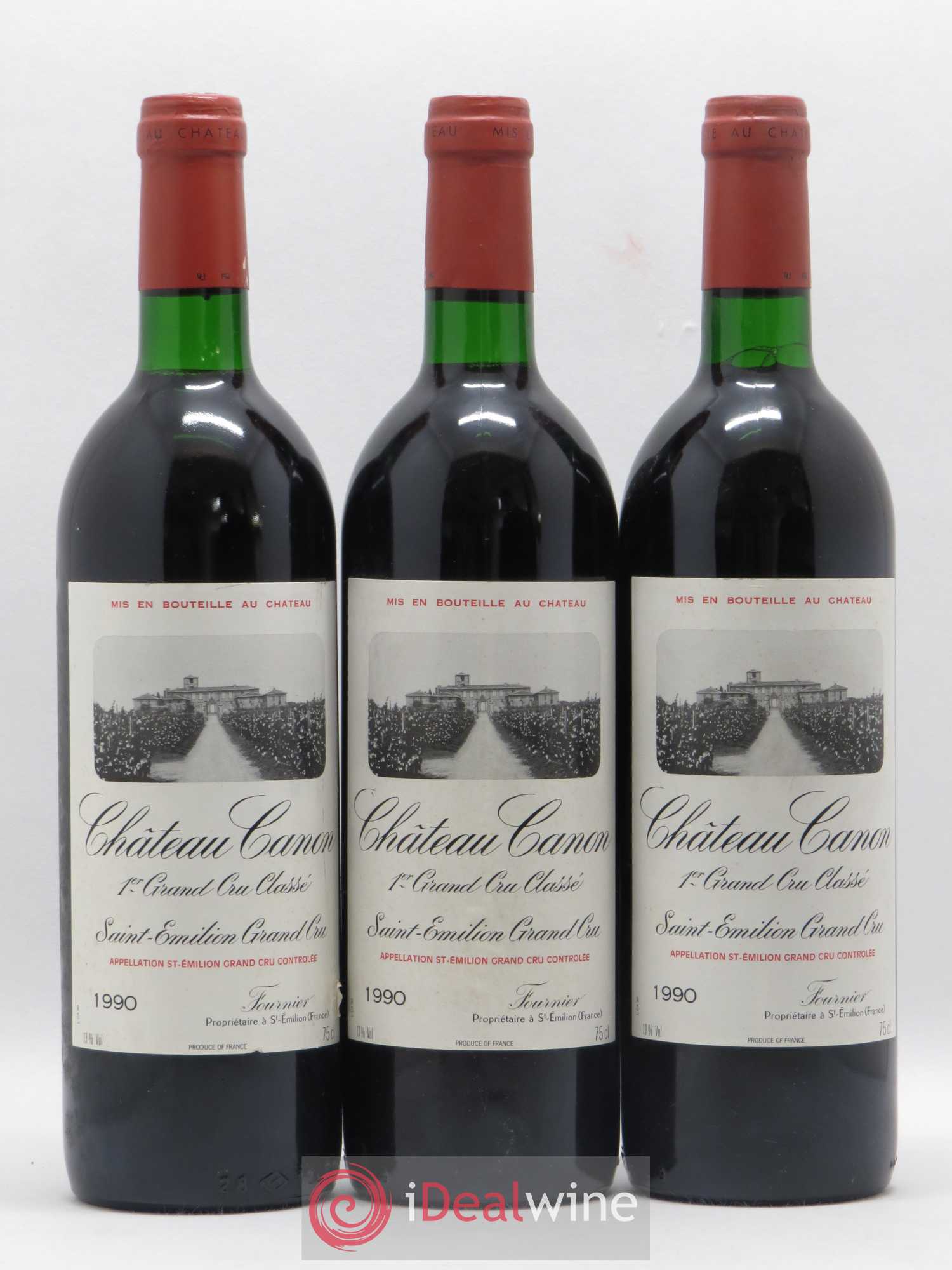 Château Canon 1er Grand Cru Classé B 1990 - Lot de 3 bouteilles - 0