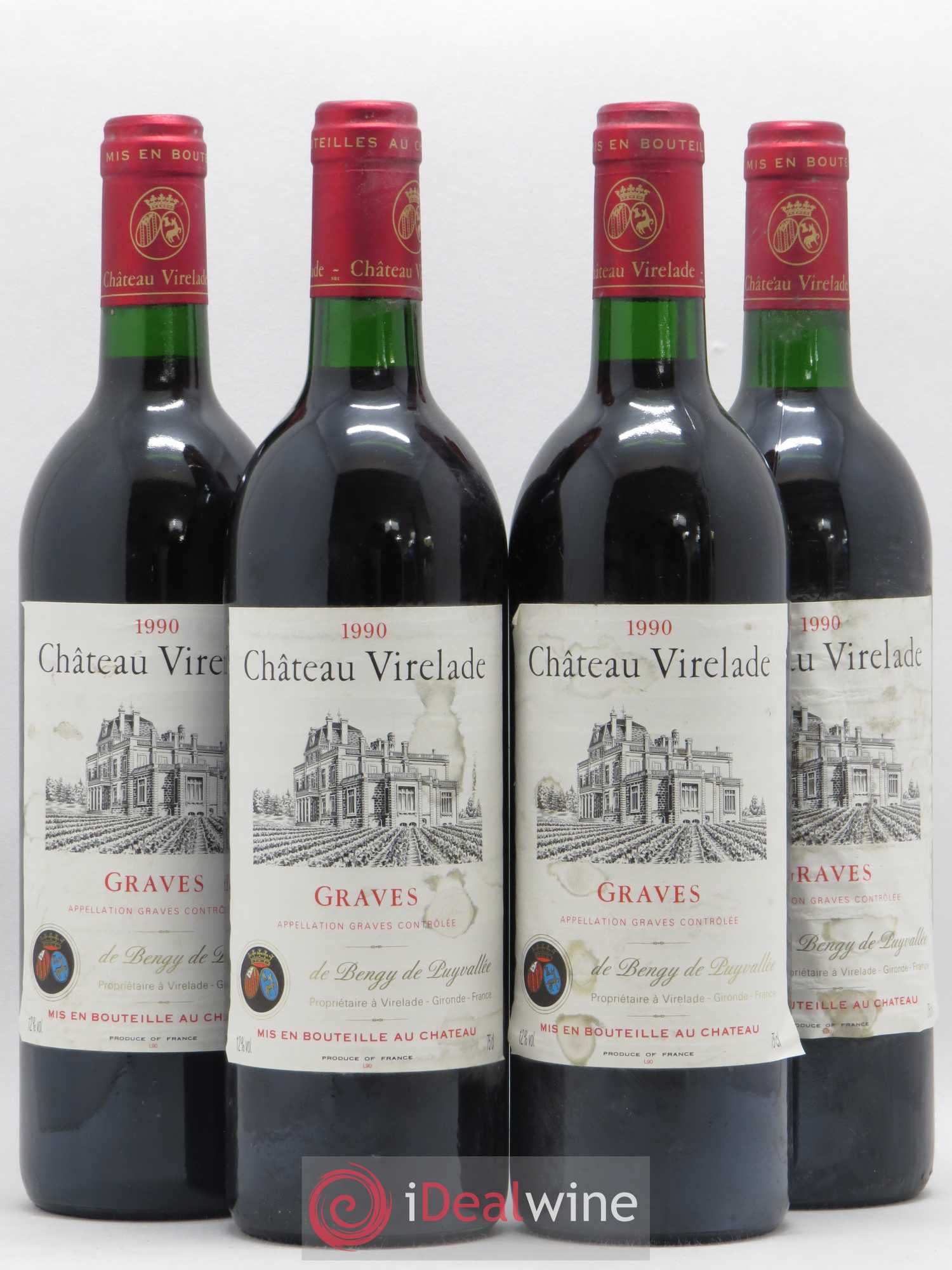 Graves Château Virelade 1990 - Lot de 4 bouteilles - 0