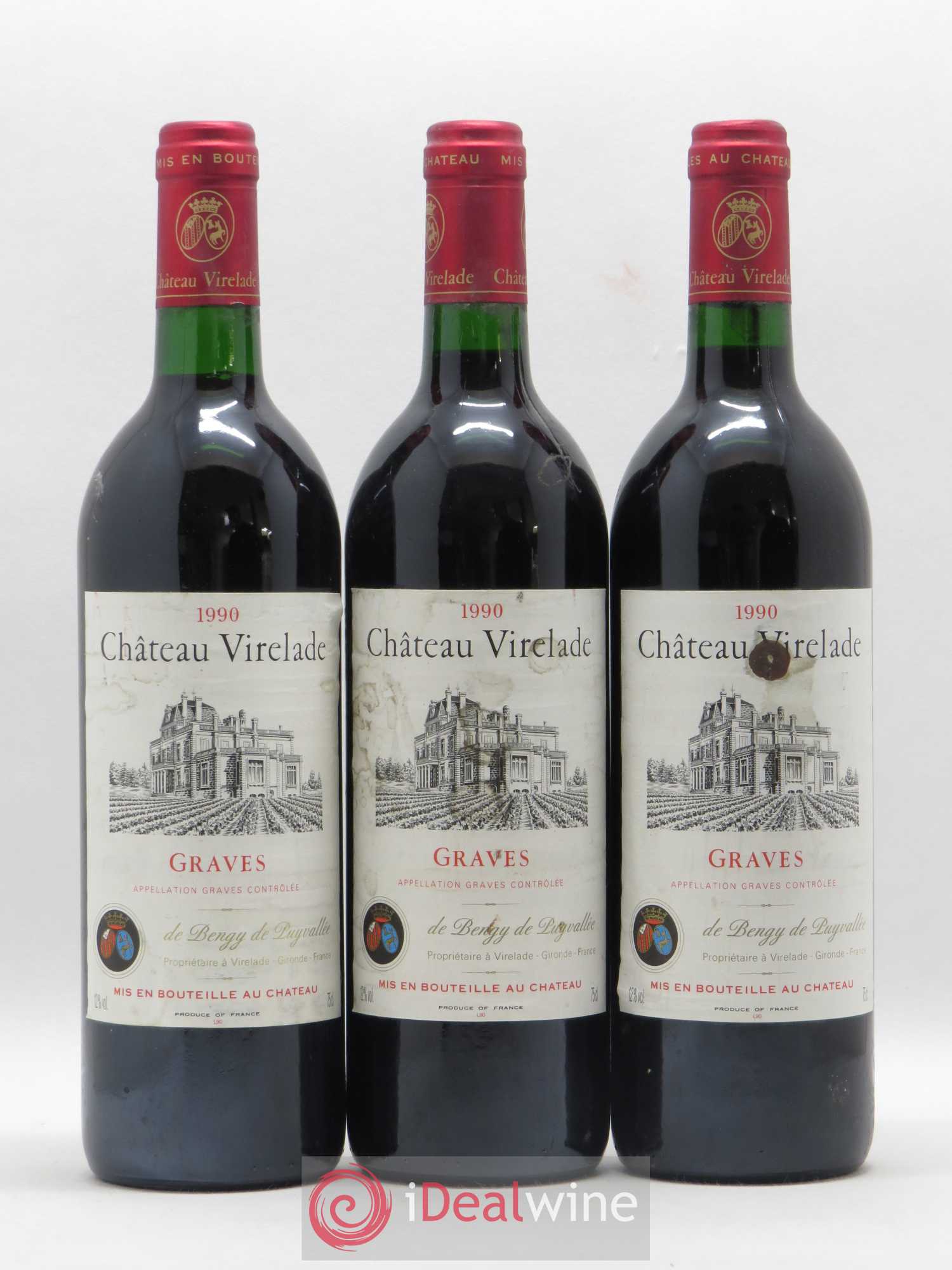 Graves Château Virelade 1990 - Lot de 3 bouteilles - 0
