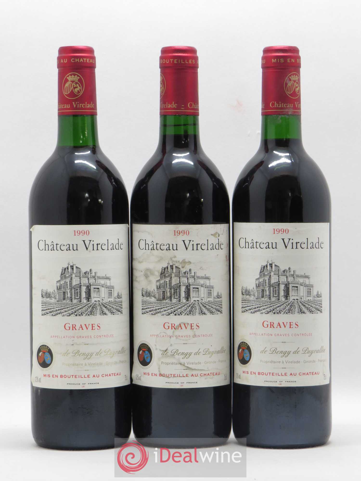 Graves Château Virelade 1990 - Lot de 3 bouteilles - 0