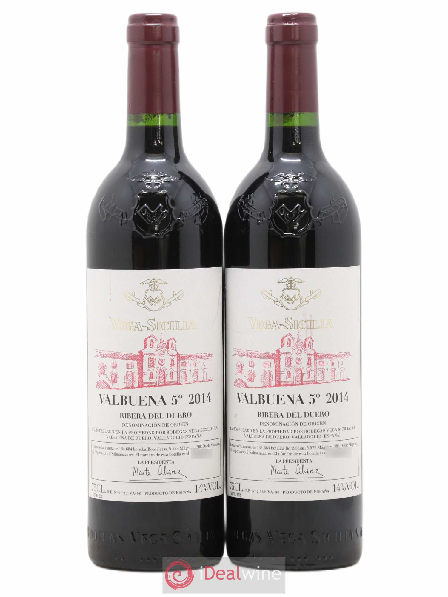 Ribera Del Duero DO Vega Sicilia Valbuena 5 ano Famille Alvarez 2014 - Lot de 2 bouteilles - 0