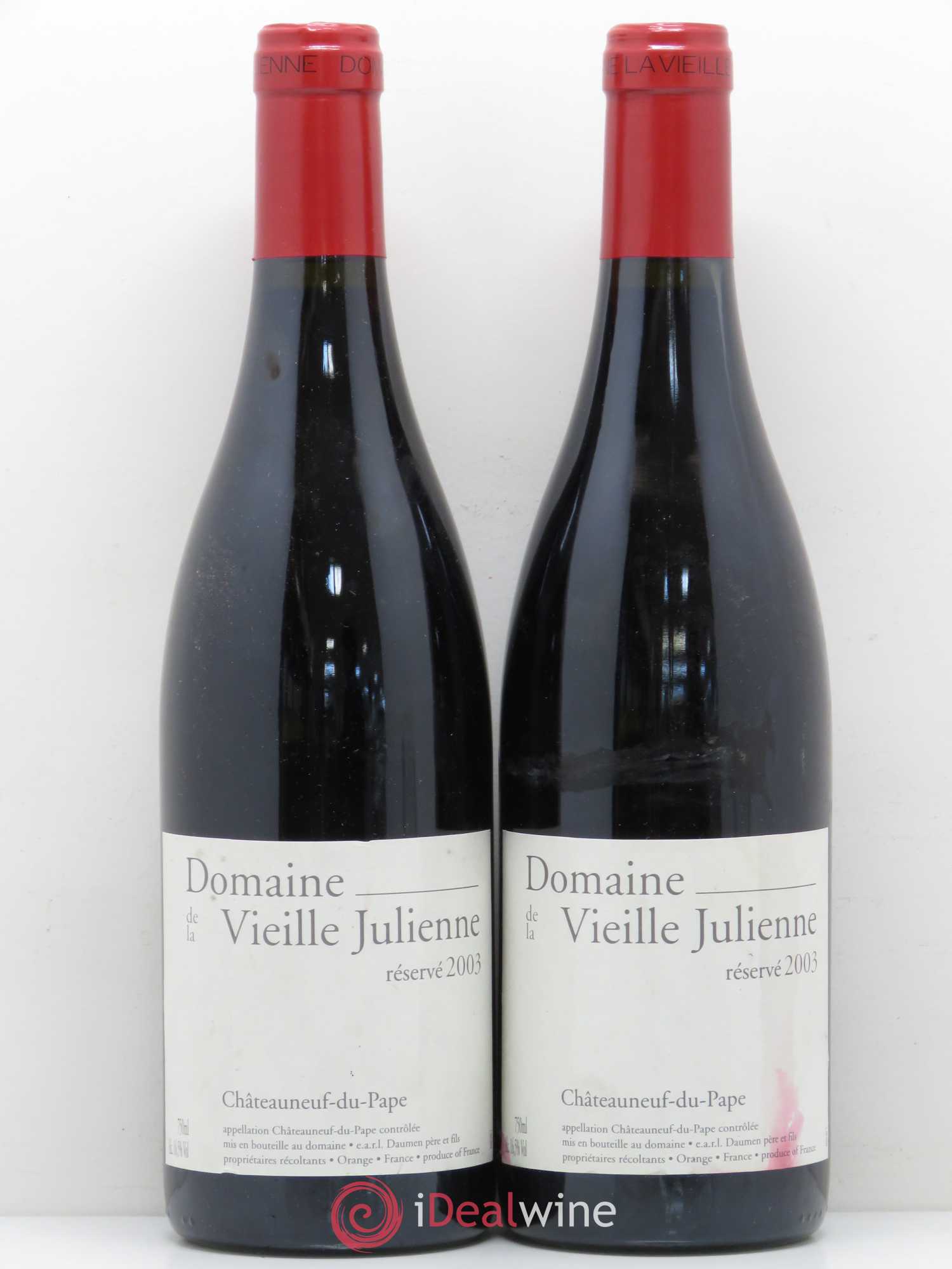Châteauneuf-du-Pape Vieille Julienne (Domaine de la) Réservé Jean-Paul Daumen 2003 - Lot de 2 bouteilles - 0