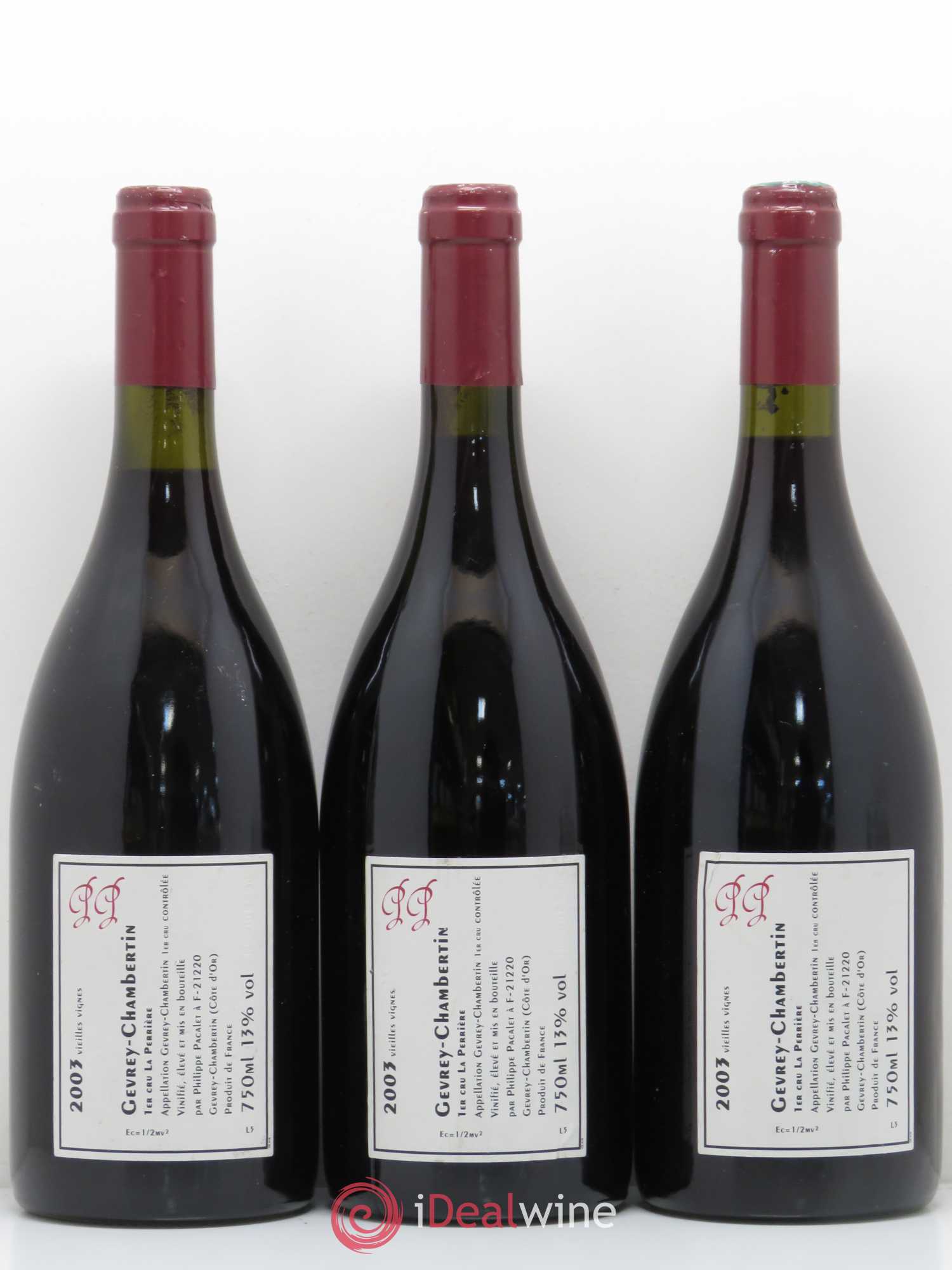 Gevrey-Chambertin 1er Cru La Perrière Philippe Pacalet 2003 - Lot de 3 bouteilles - 1