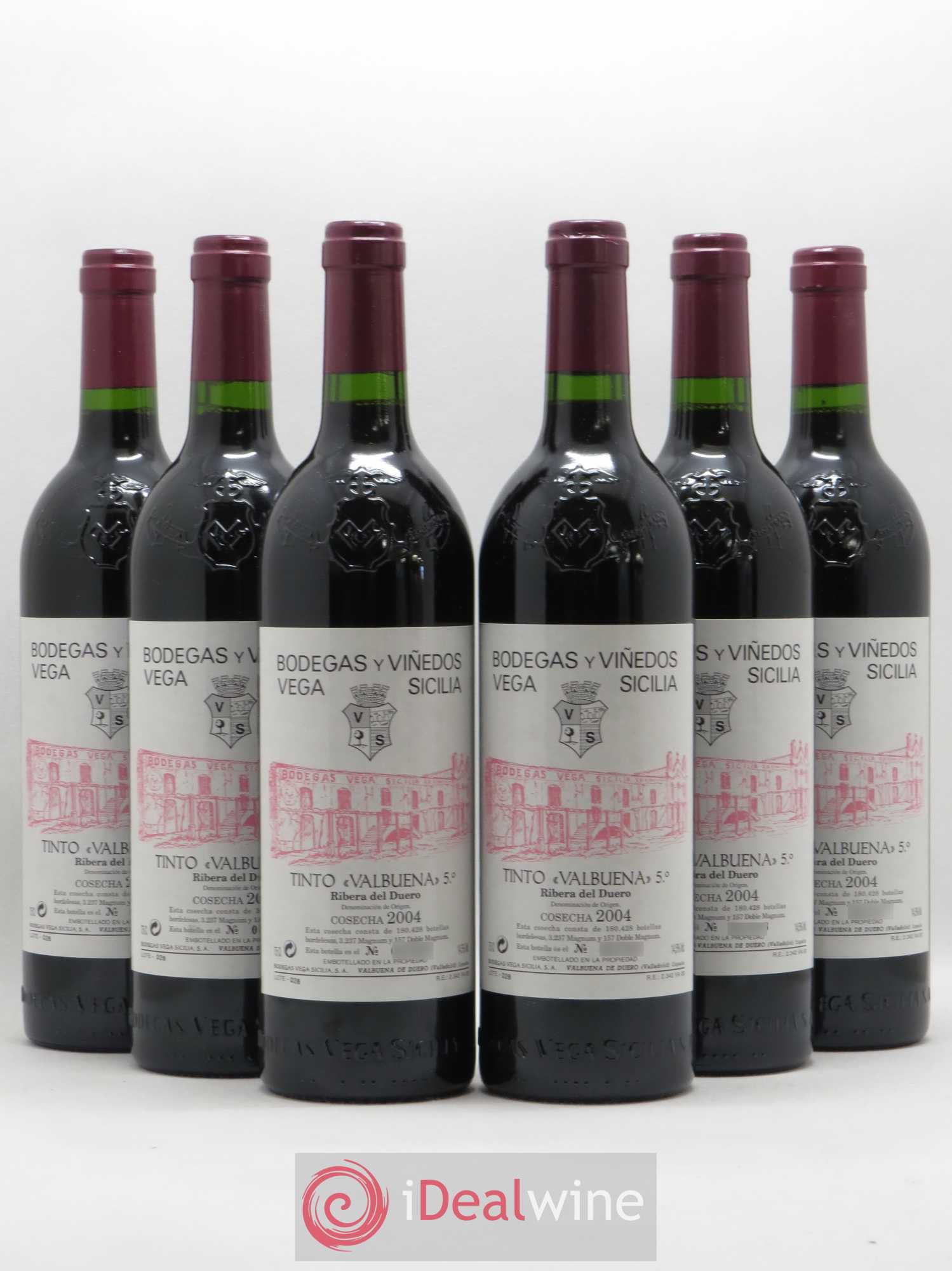 Ribera Del Duero DO Vega Sicilia Valbuena 5 ano Famille Alvarez 2004 - Lot de 6 bouteilles - 0