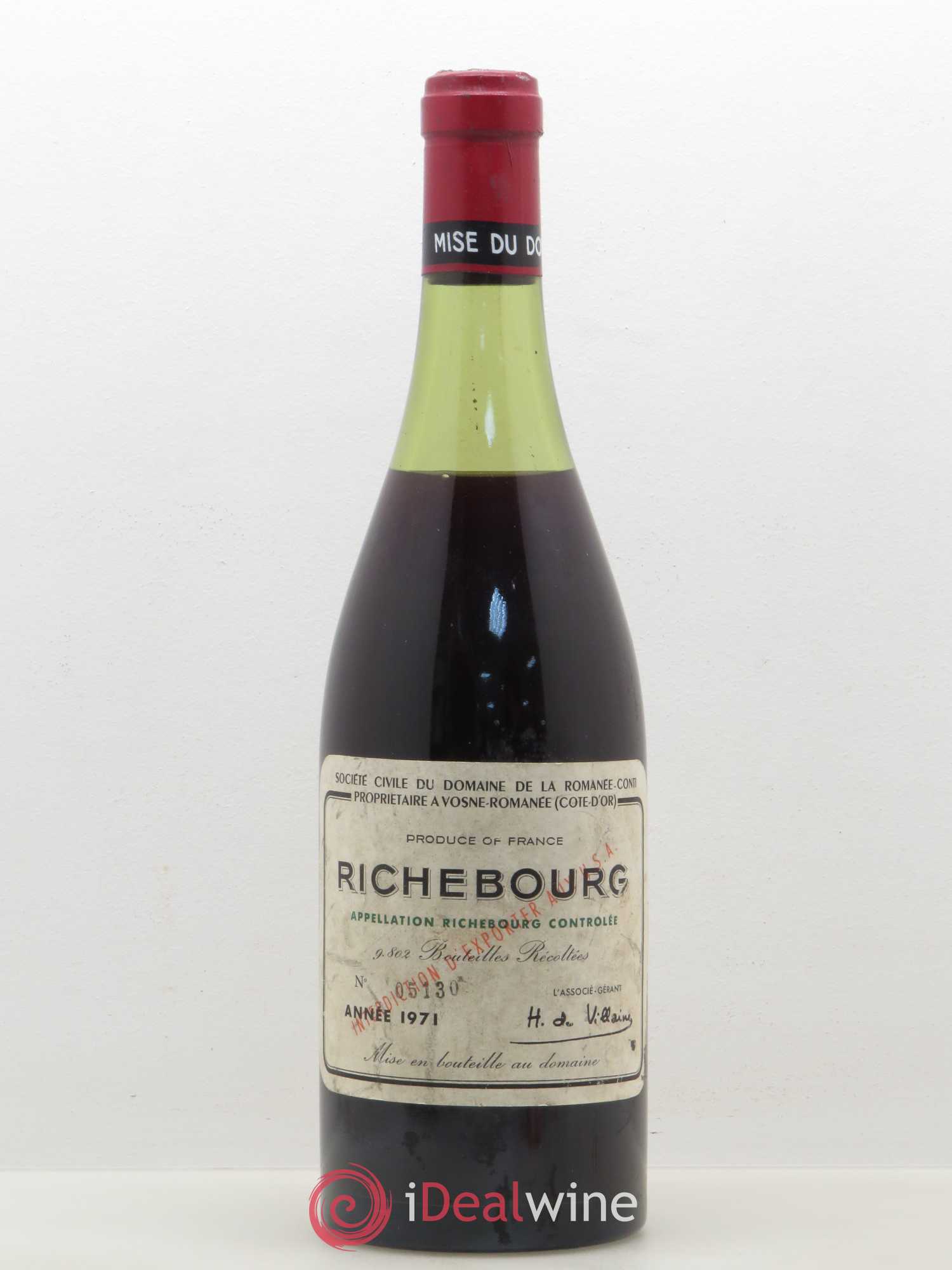 Richebourg Grand Cru Domaine de la Romanée-Conti 1971 - Lot de 1 bouteille - 0