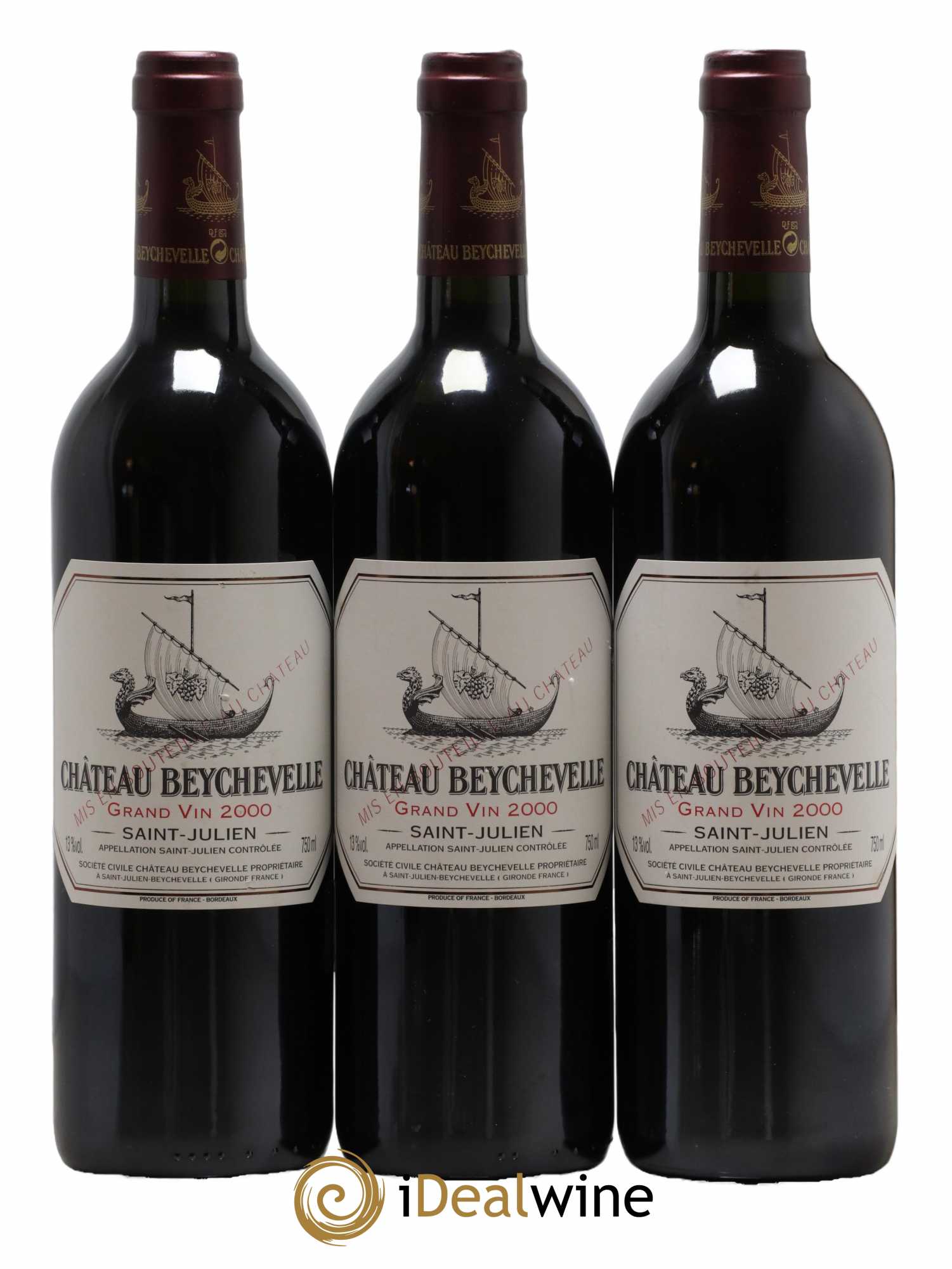 Château Beychevelle 4ème Grand Cru Classé 2000 - Lot de 3 bouteilles - 0