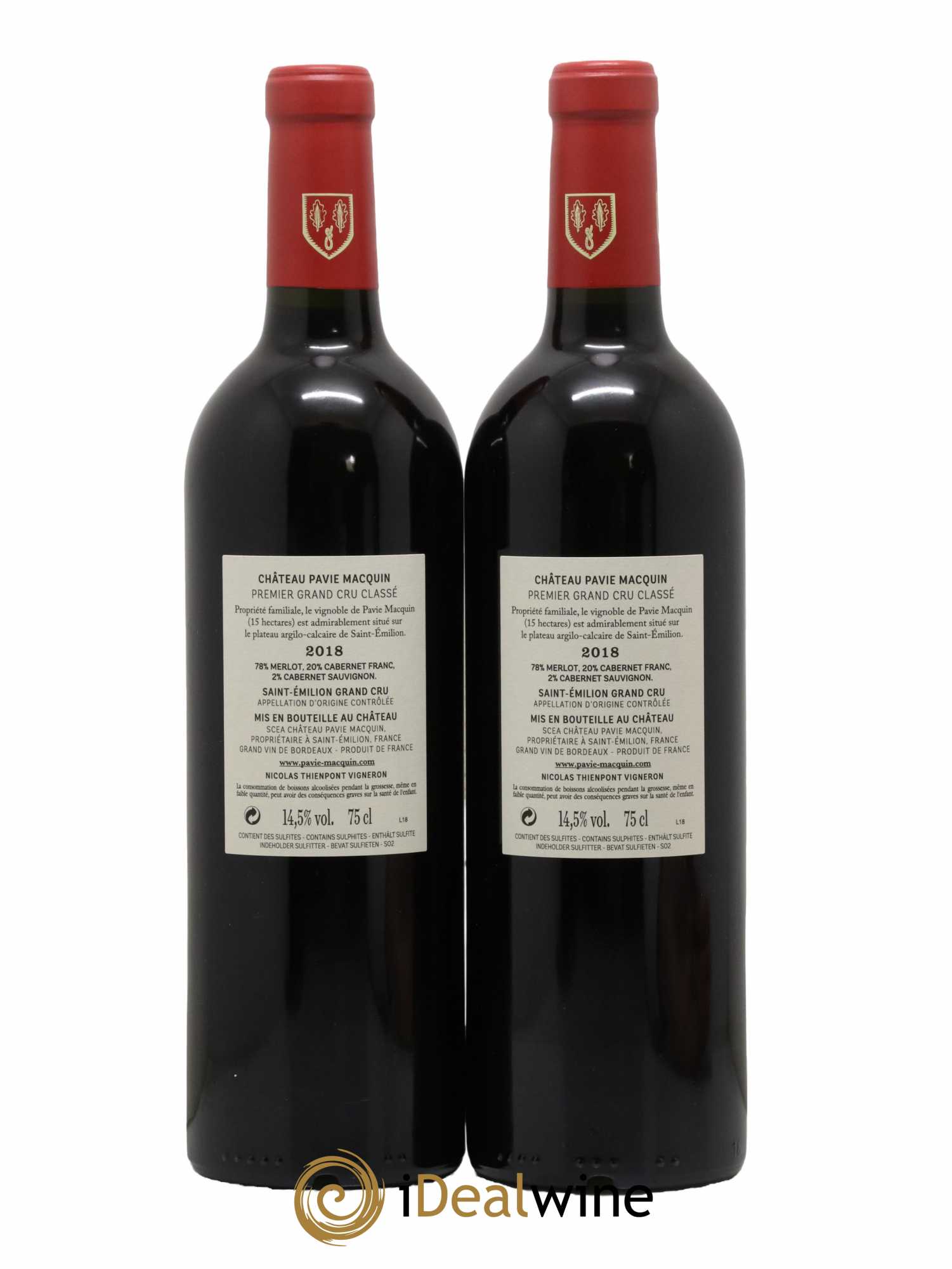 Château Pavie Macquin 1er Grand Cru Classé B 2018 - Lot de 2 bouteilles - 1