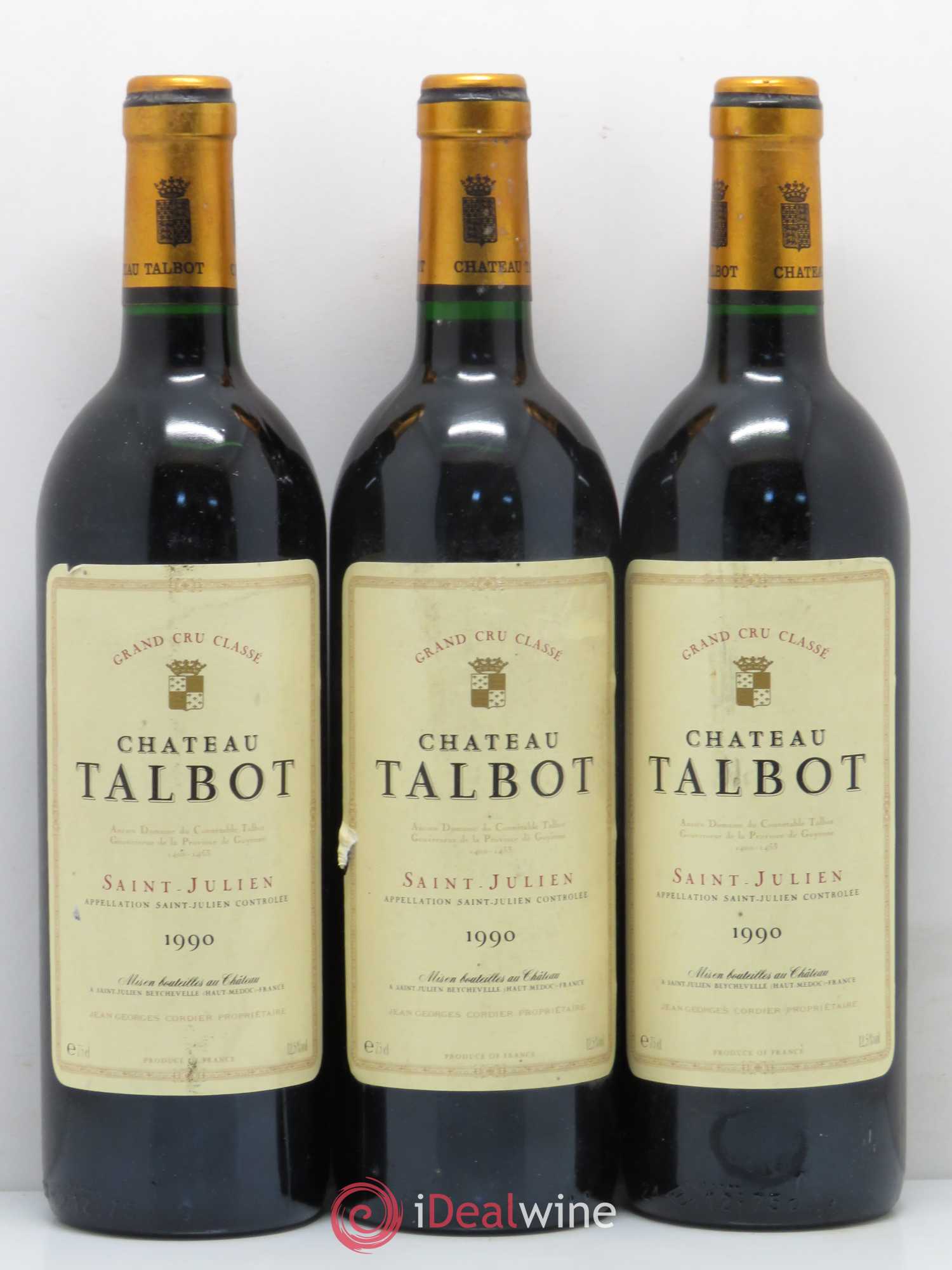Château Talbot 4ème Grand Cru Classé 1990 - Lot de 3 bouteilles - 0