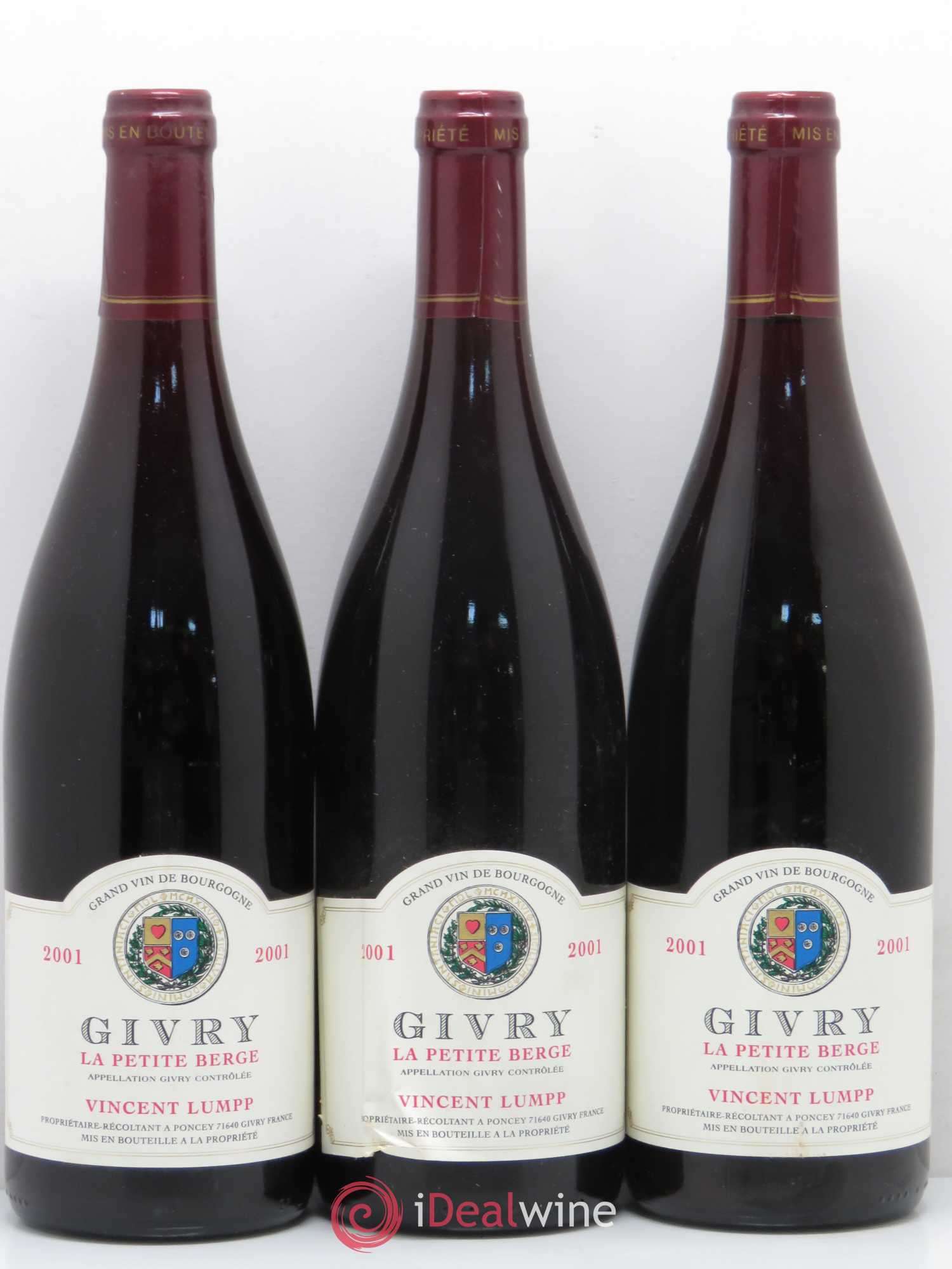 Givry La Petite Berge Vincent Lumpp (sans prix de réserve) 2001 - Posten von 3 Flaschen - 0