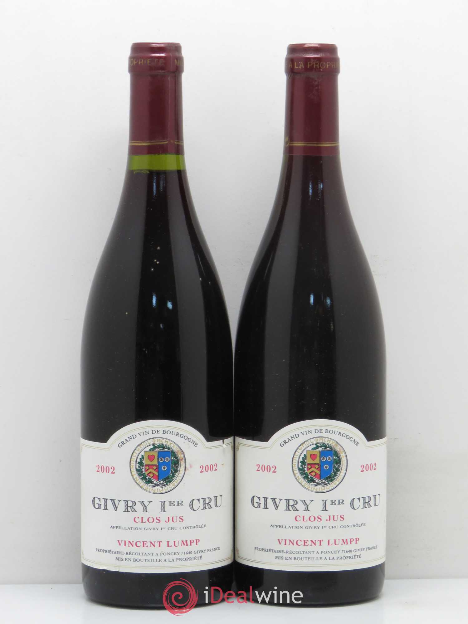 Givry 1er Cru Clos Jus Vincent Lumpp (sans prix de réserve) 2002 - Posten von 2 Flaschen - 0