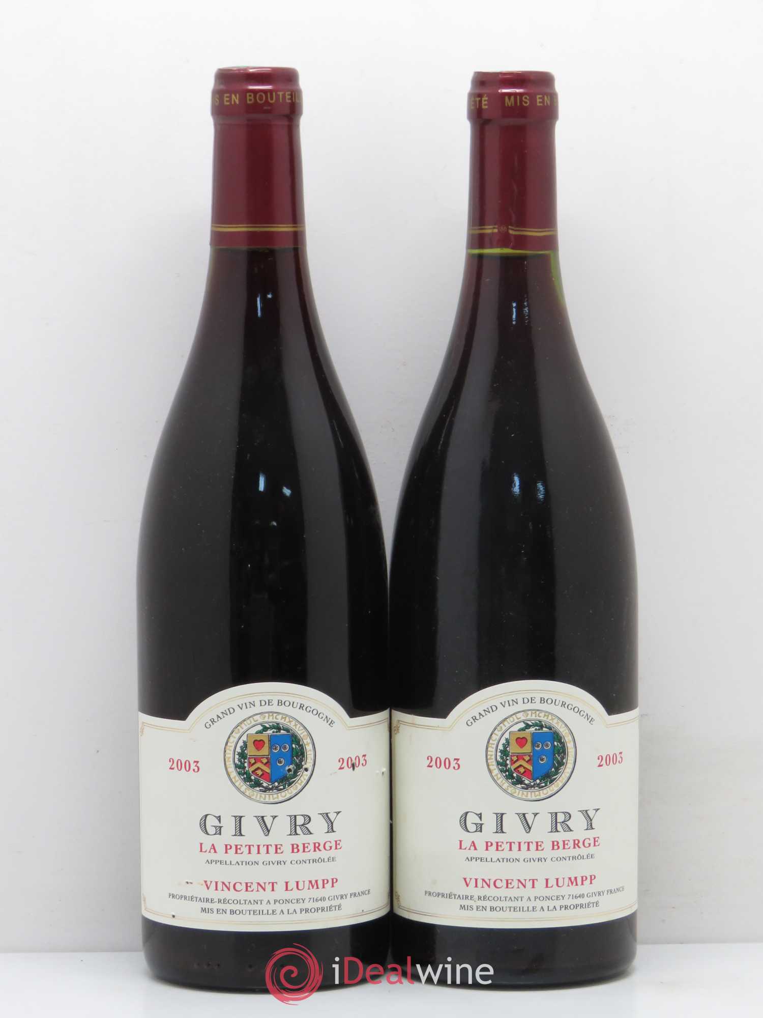 Givry La Petite Berge Vincent Lumpp (sans prix de réserve) 2003 - Posten von 2 Flaschen - 0