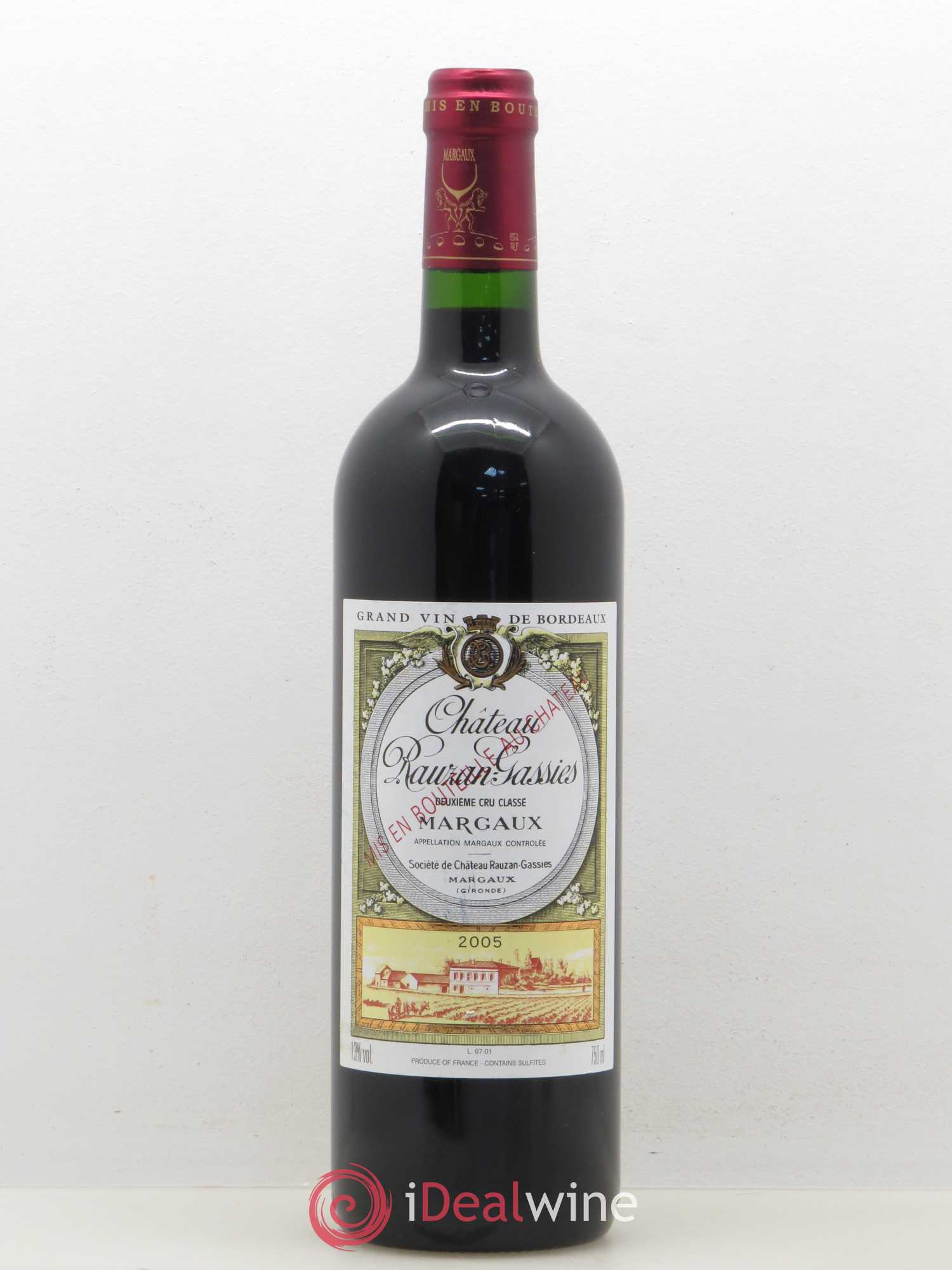 Château Rauzan-Gassies 2ème Grand Cru Classé 2005 - Lot de 1 bouteille - 0