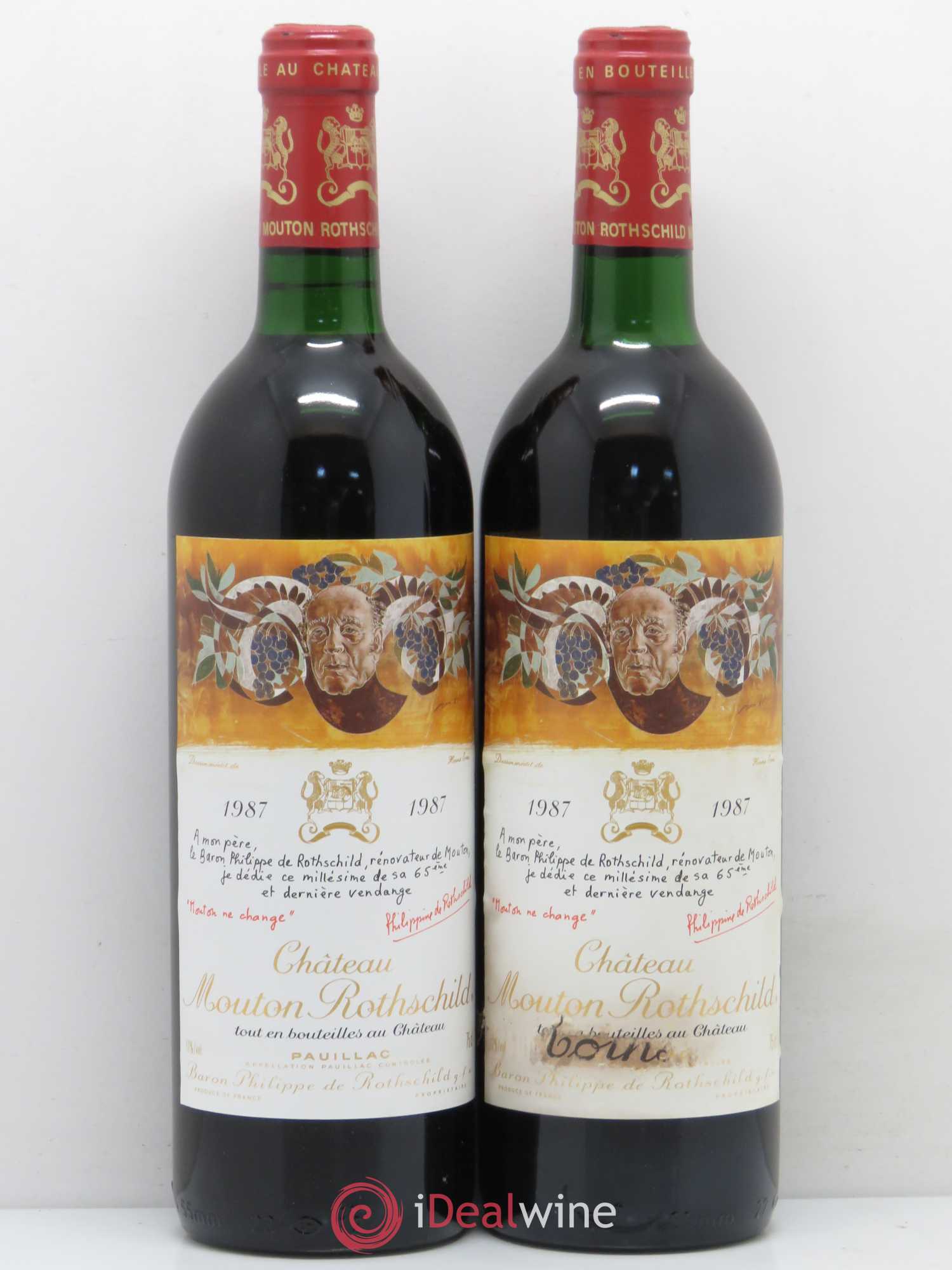 Château Mouton Rothschild 1er Grand Cru Classé 1987 - Lot de 2 bouteilles - 0