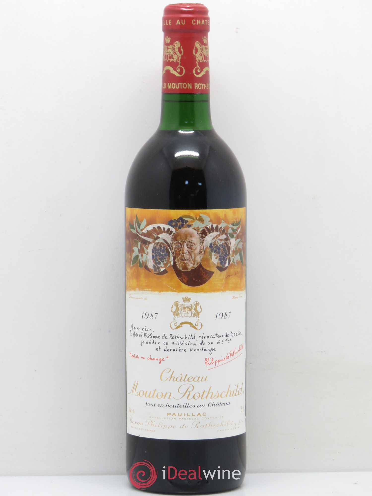 Château Mouton Rothschild 1er Grand Cru Classé 1987 - Lot de 1 bouteille - 0