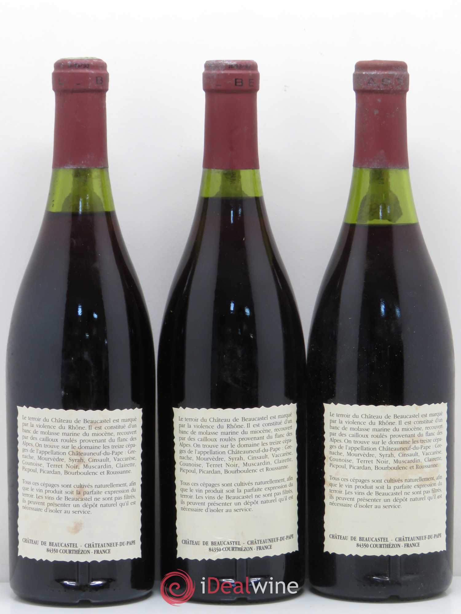 Châteauneuf-du-Pape Château de Beaucastel Famille Perrin 1990 - Lot de 3 bouteilles - 1