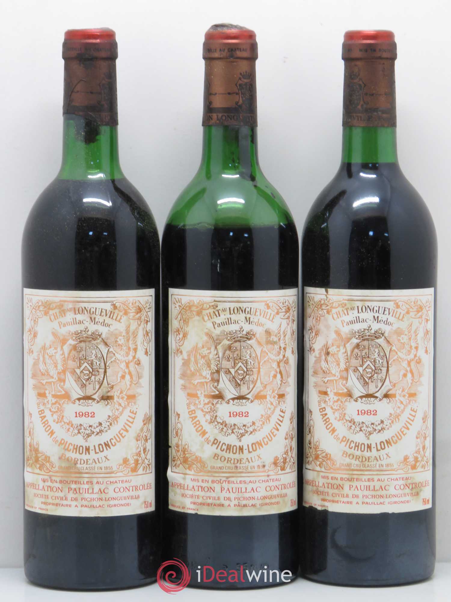 Pichon Longueville Baron 2ème Grand Cru Classé 1982 - Lot de 3 bouteilles - 0