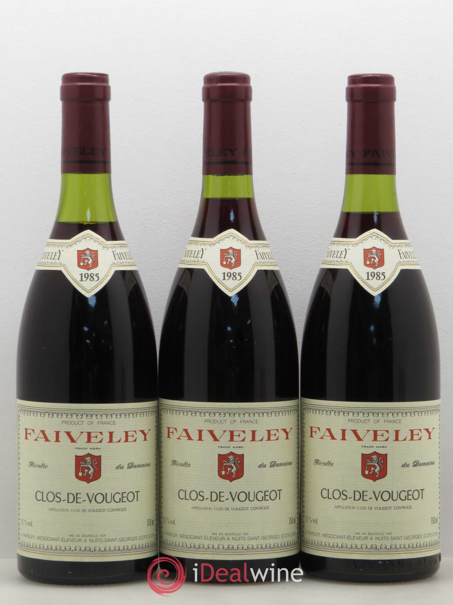 Clos de Vougeot Grand Cru Faiveley 1985 - Lot de 3 bouteilles - 0