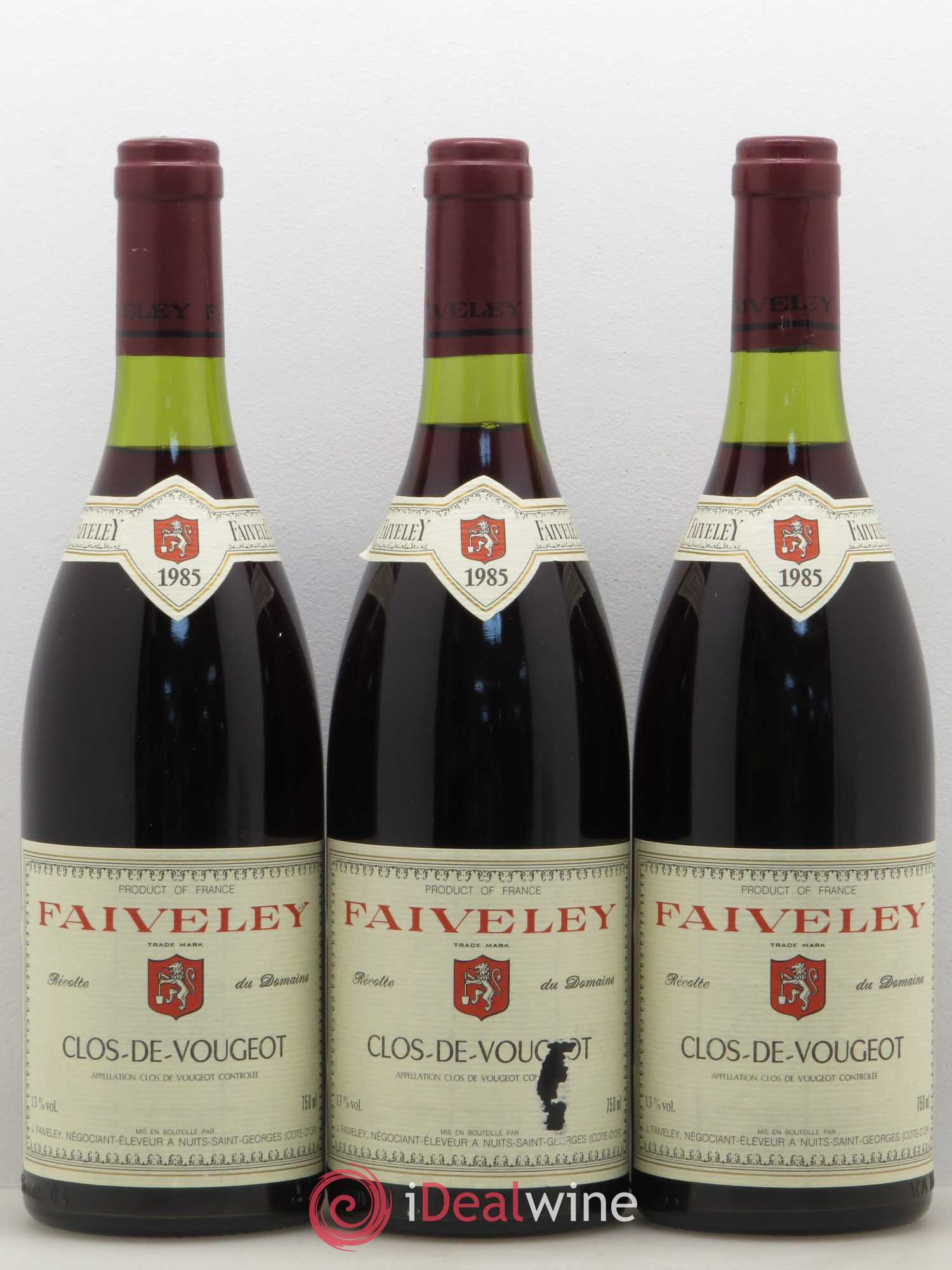 Clos de Vougeot Grand Cru Faiveley 1985 - Lot de 3 bouteilles - 0