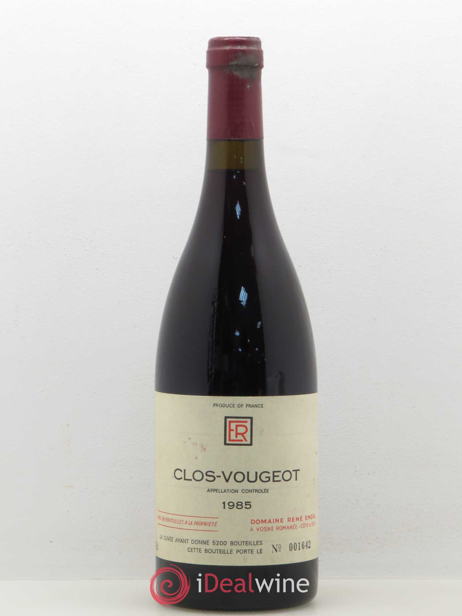 Clos de Vougeot Grand Cru Domaine René Engel - Domaine Eugénie 1985 - Lot de 1 bouteille - 0