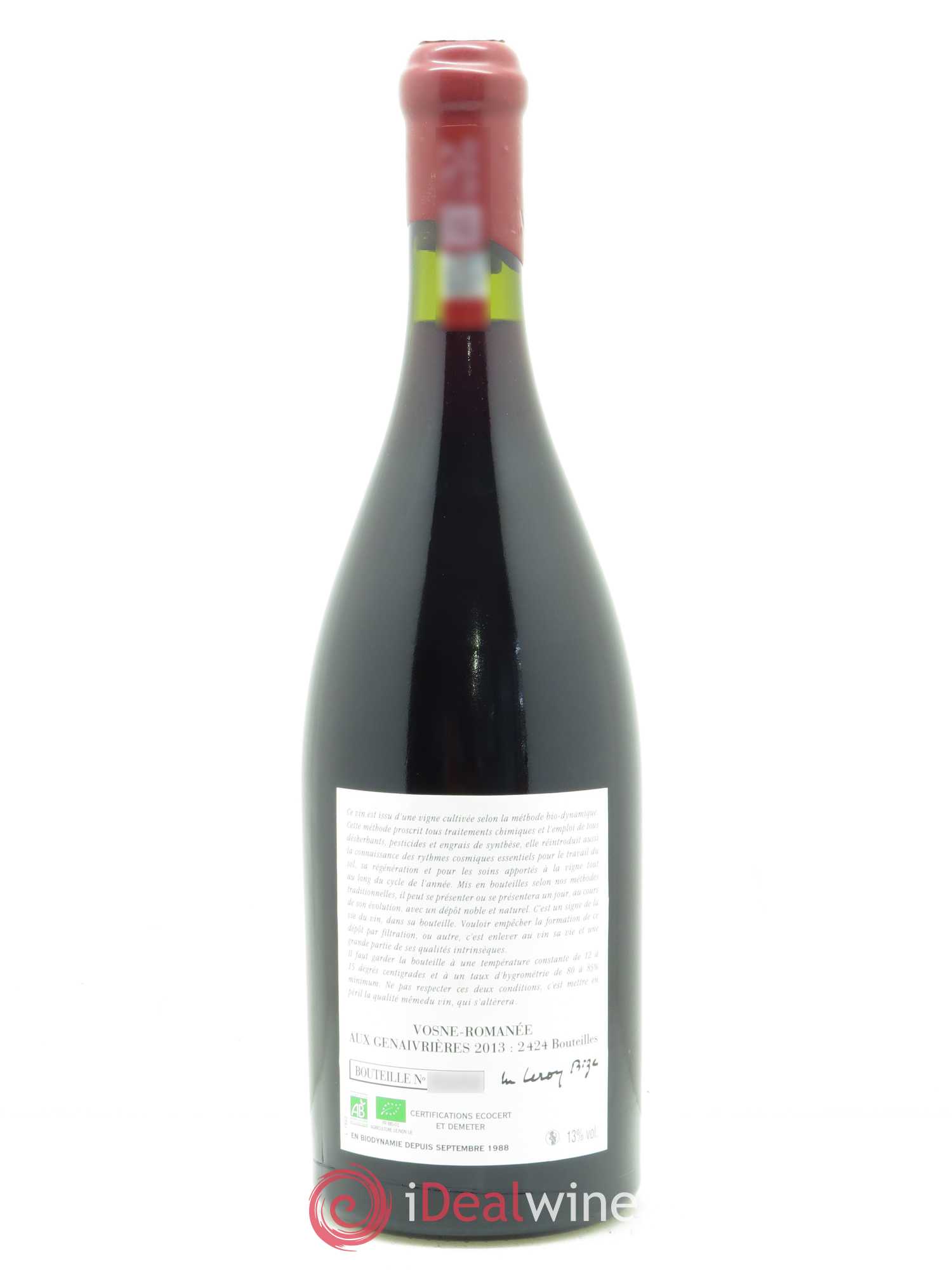 Vosne-Romanée Les Genaivrières Leroy (Domaine) 2013 - Lot de 1 bouteille - 1