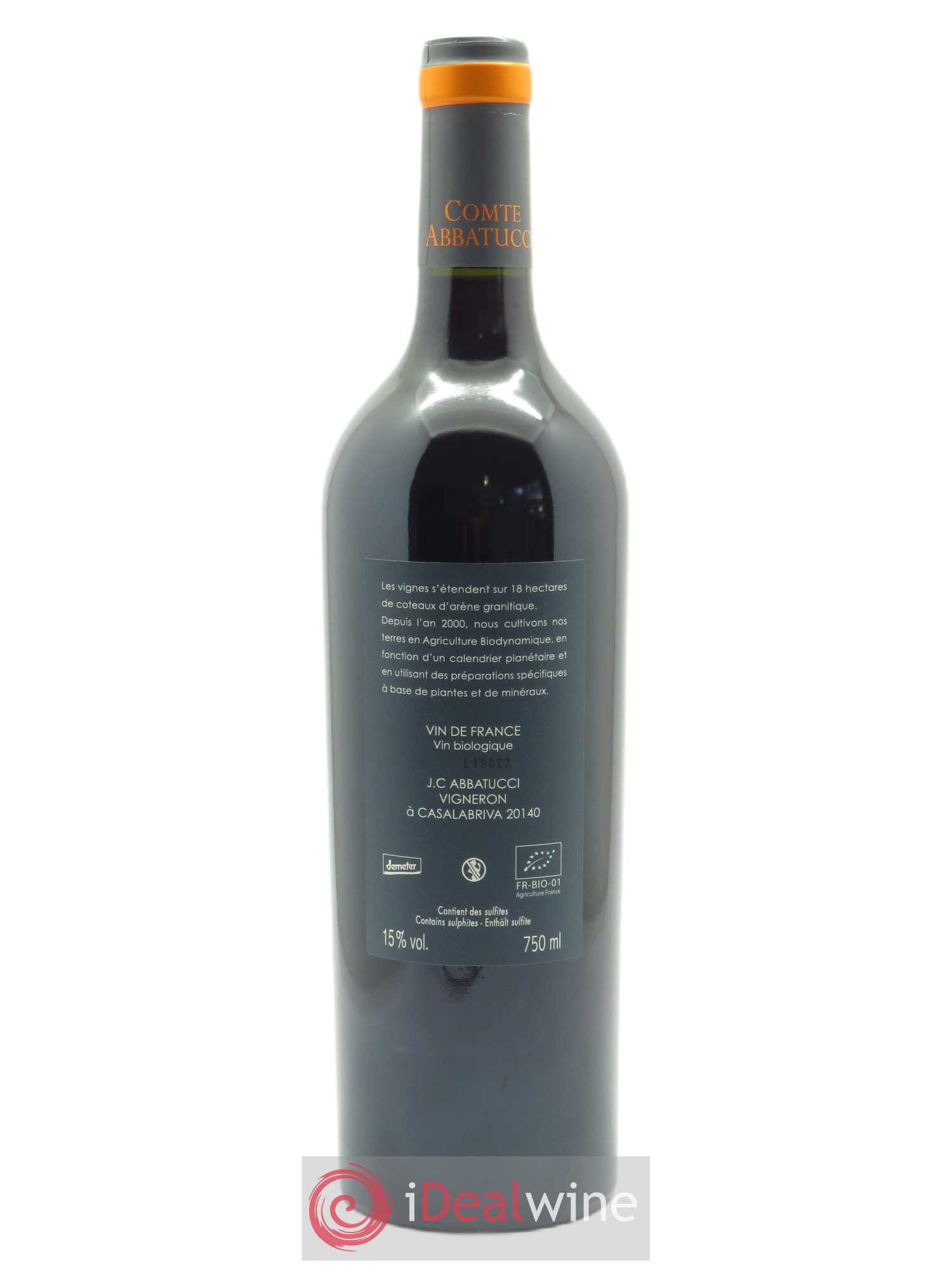 Vin de France Monte Bianco Comte Abbatucci (Domaine) 2019 - Lot de 1 bouteille - 1