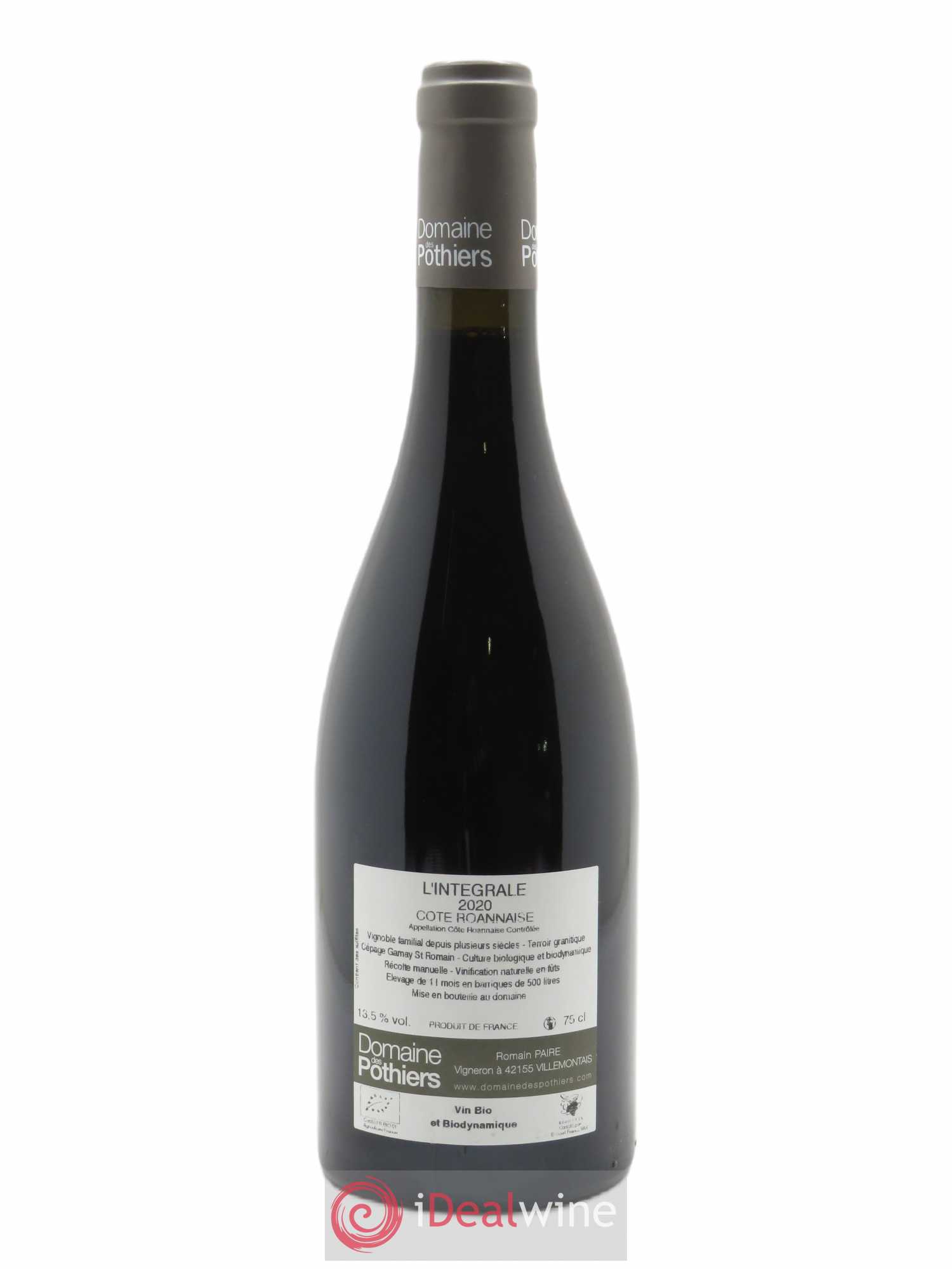 Côte Roannaise L'Intégrale Domaine des Pothiers 2020 - Lot de 1 bouteille - 1