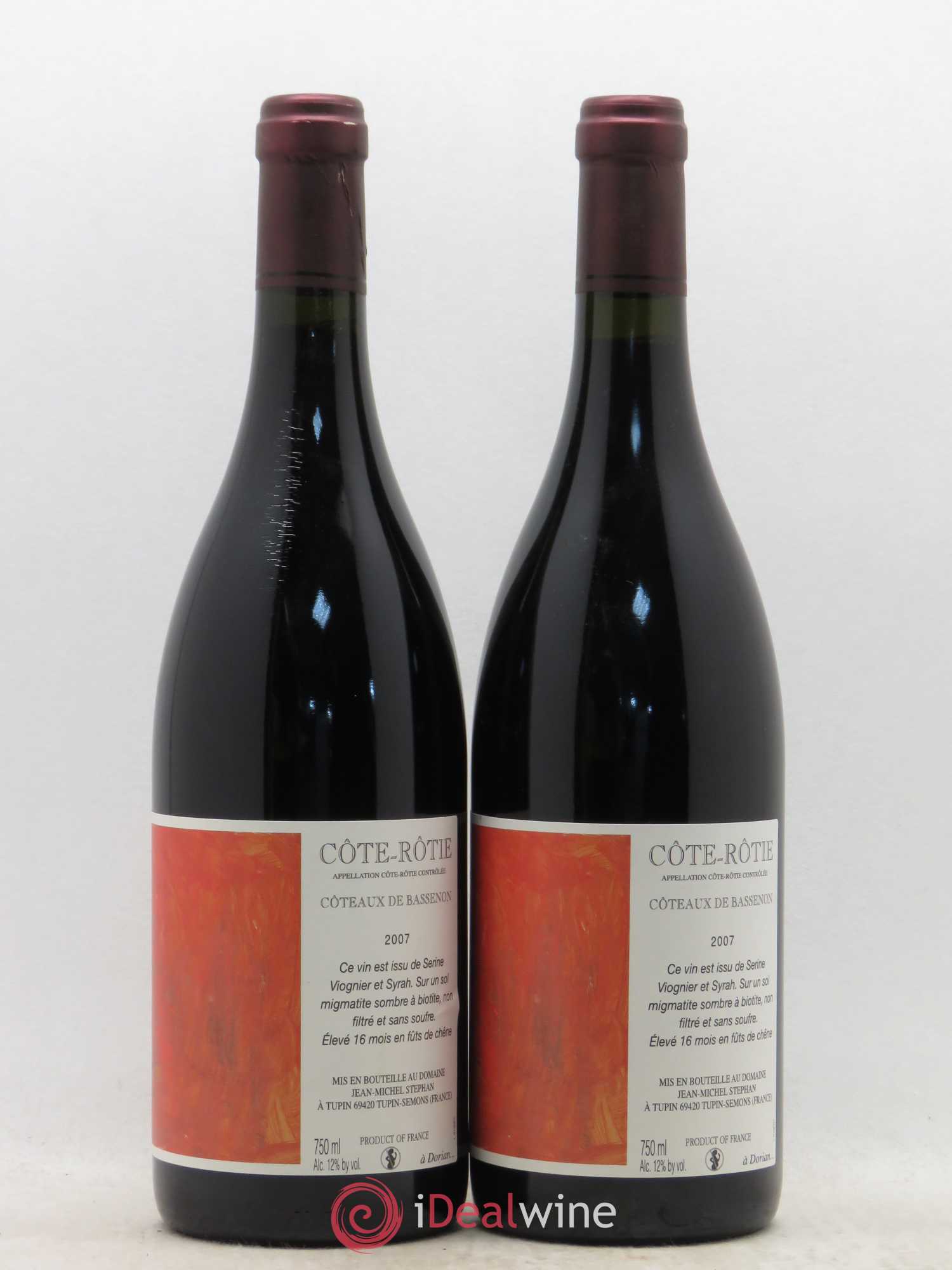 Côte-Rôtie Coteaux de Bassenon Jean-Michel Stephan 2007 - Lot de 2 bouteilles - 0