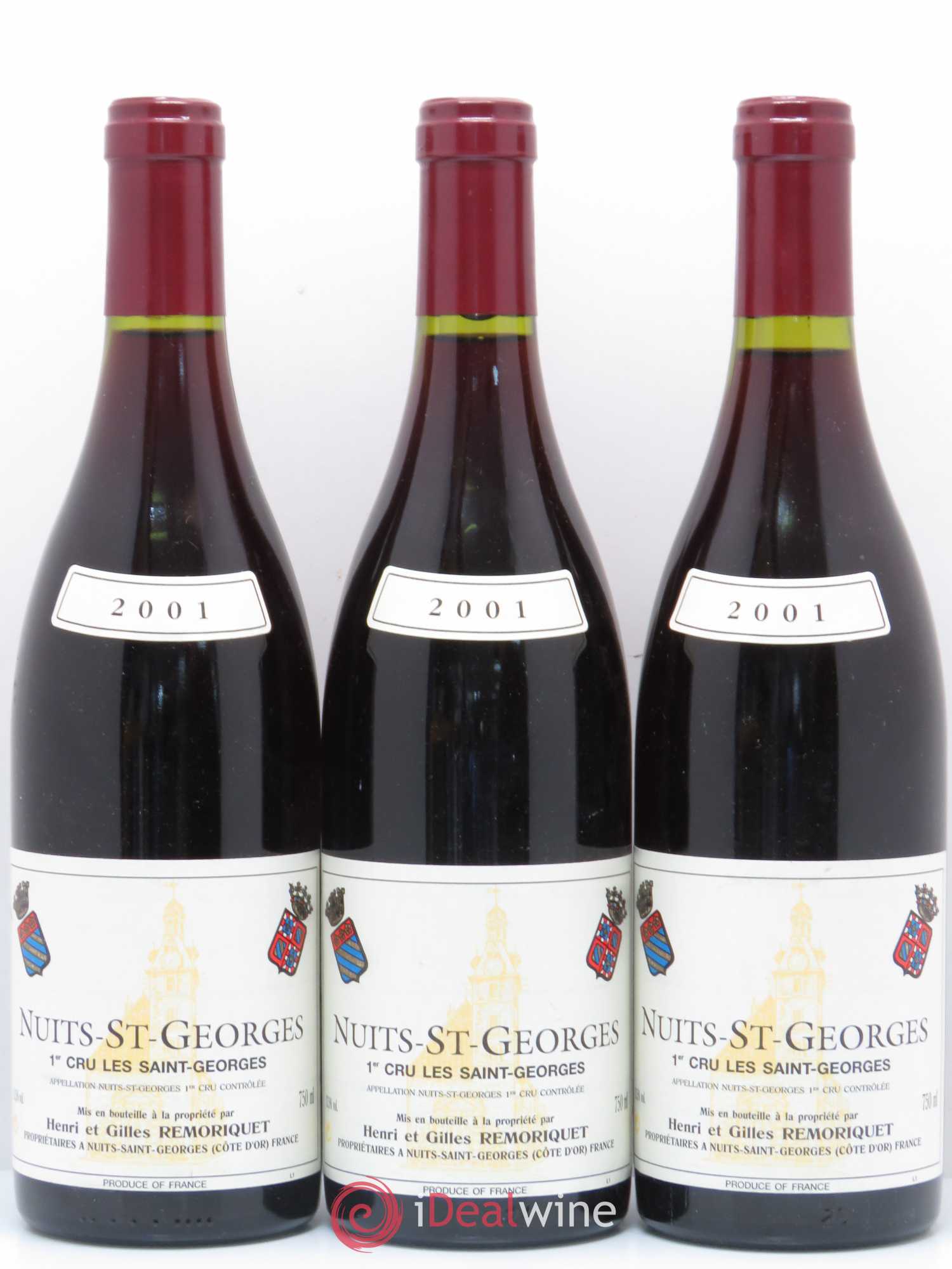 Nuits-Saint-Georges 1er Cru Les Saints Georges Gilles Remoriquet 2001 - Lot de 3 bouteilles - 0