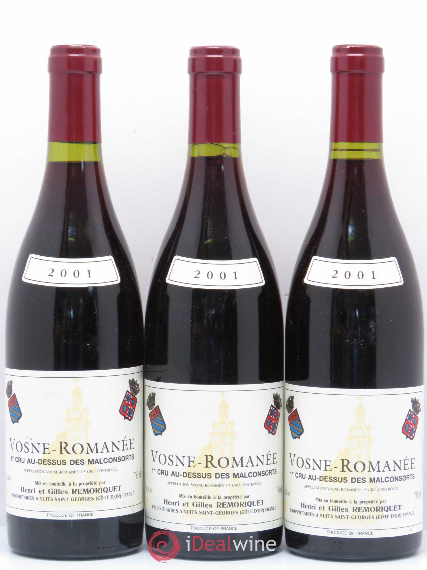 Vosne-Romanée 1er Cru Au Dessus Des Malconsorts Gilles Remoriquet 2001 - Posten von 3 Flaschen - 0