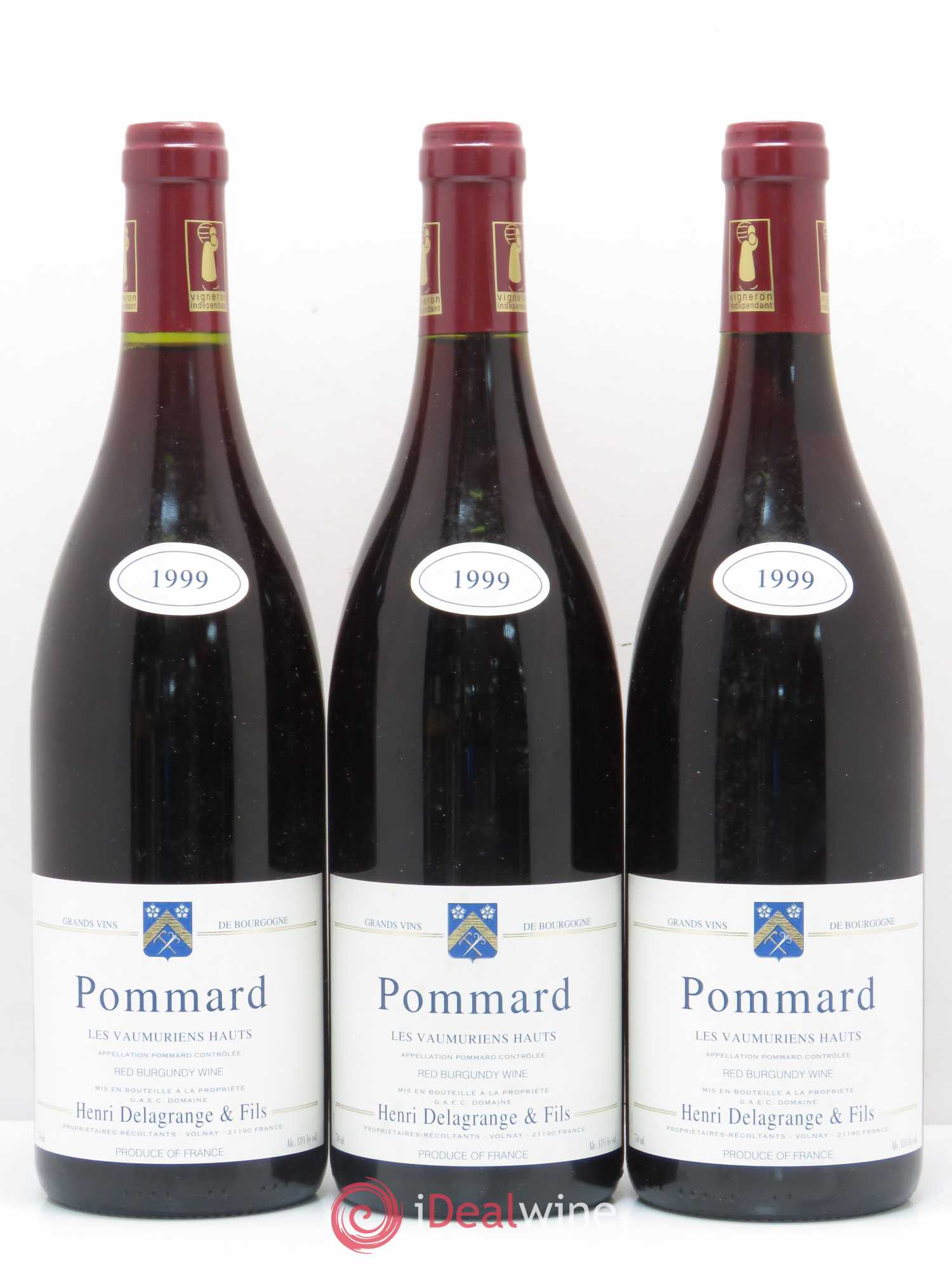 Pommard Les Vaumuriens Hauts Domaine Henri Delagrange 1999 - Posten von 3 Flaschen - 0