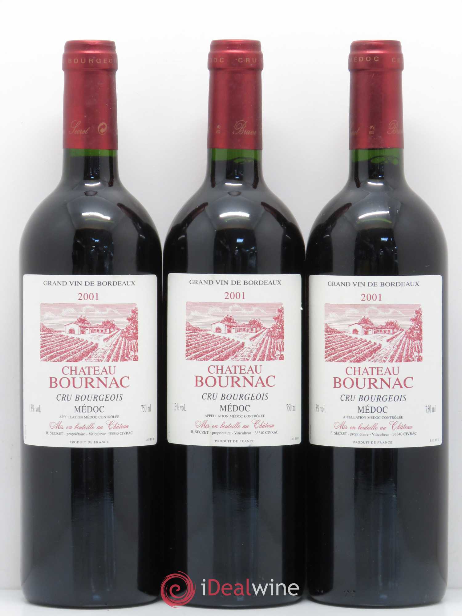 Bordeaux Médoc Château Bournac 2001 - Lotto di 12 bottiglie - 1