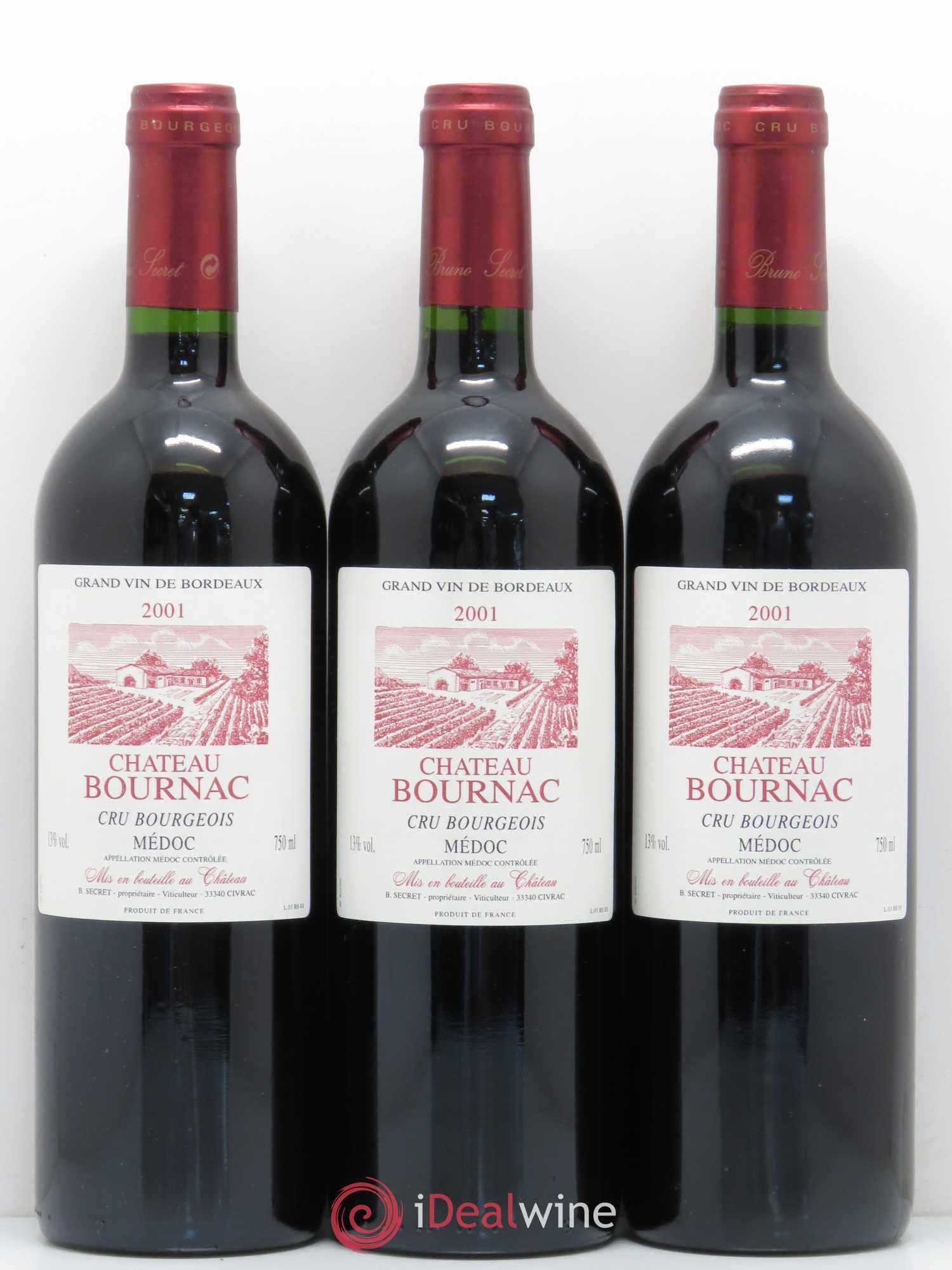 Bordeaux Médoc Château Bournac 2001 - Lotto di 12 bottiglie - 3
