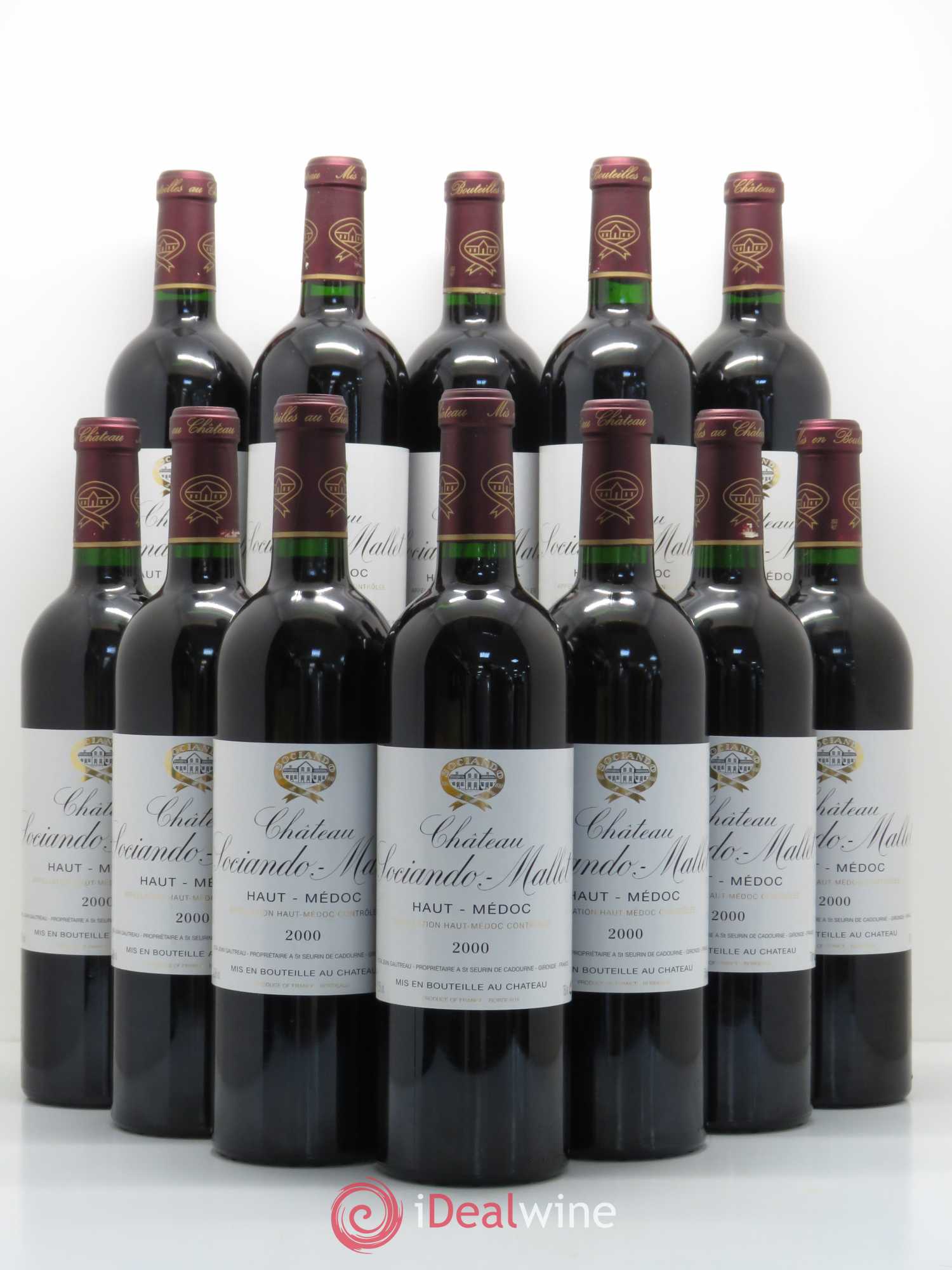 Château Sociando Mallet 2000 - Lot de 12 bouteilles - 0