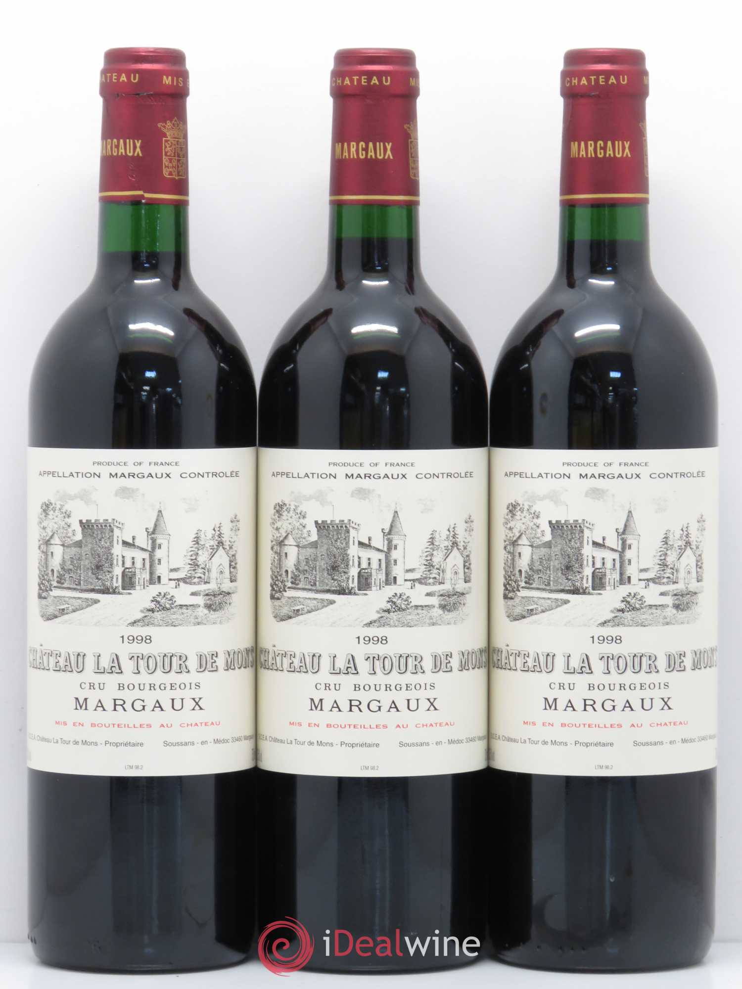 Château la Tour de Mons Cru Bourgeois 1998 - Lot de 12 bouteilles - 1