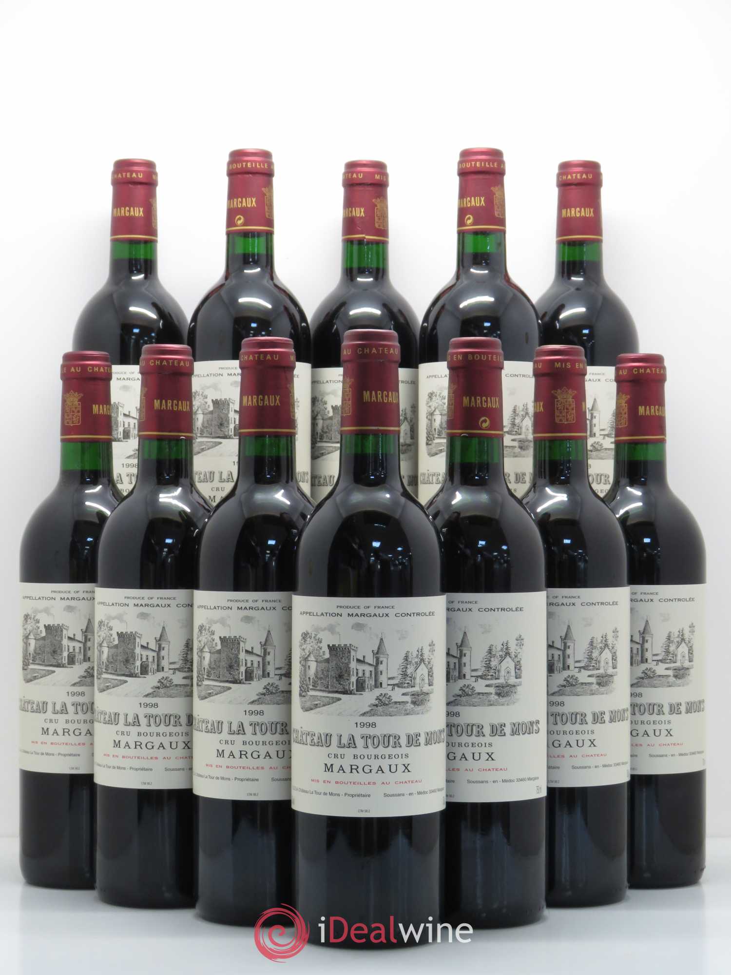 Château la Tour de Mons Cru Bourgeois 1998 - Lot de 12 bouteilles - 0