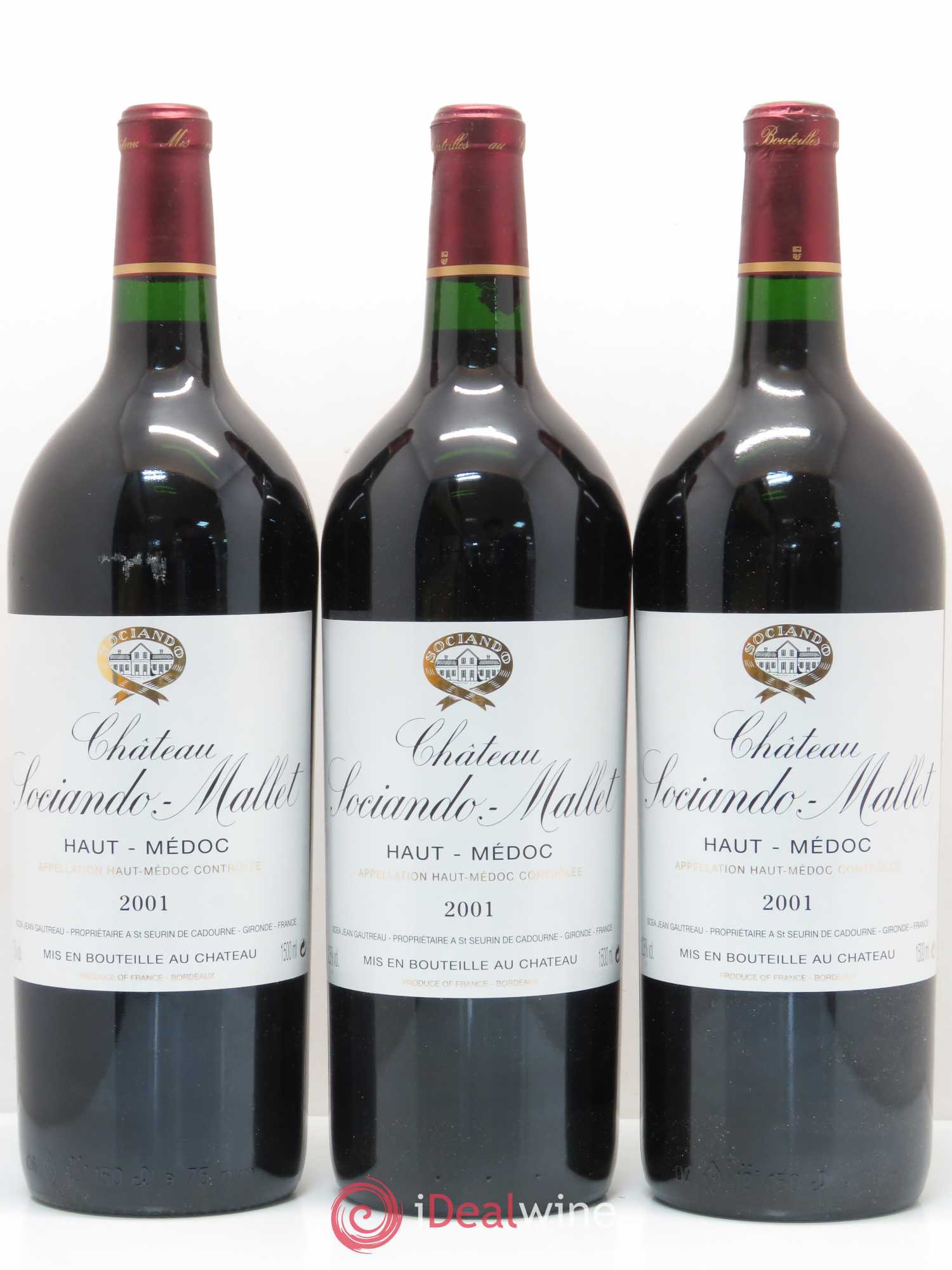 Château Sociando Mallet 2001 - Lot de 3 magnums - 0