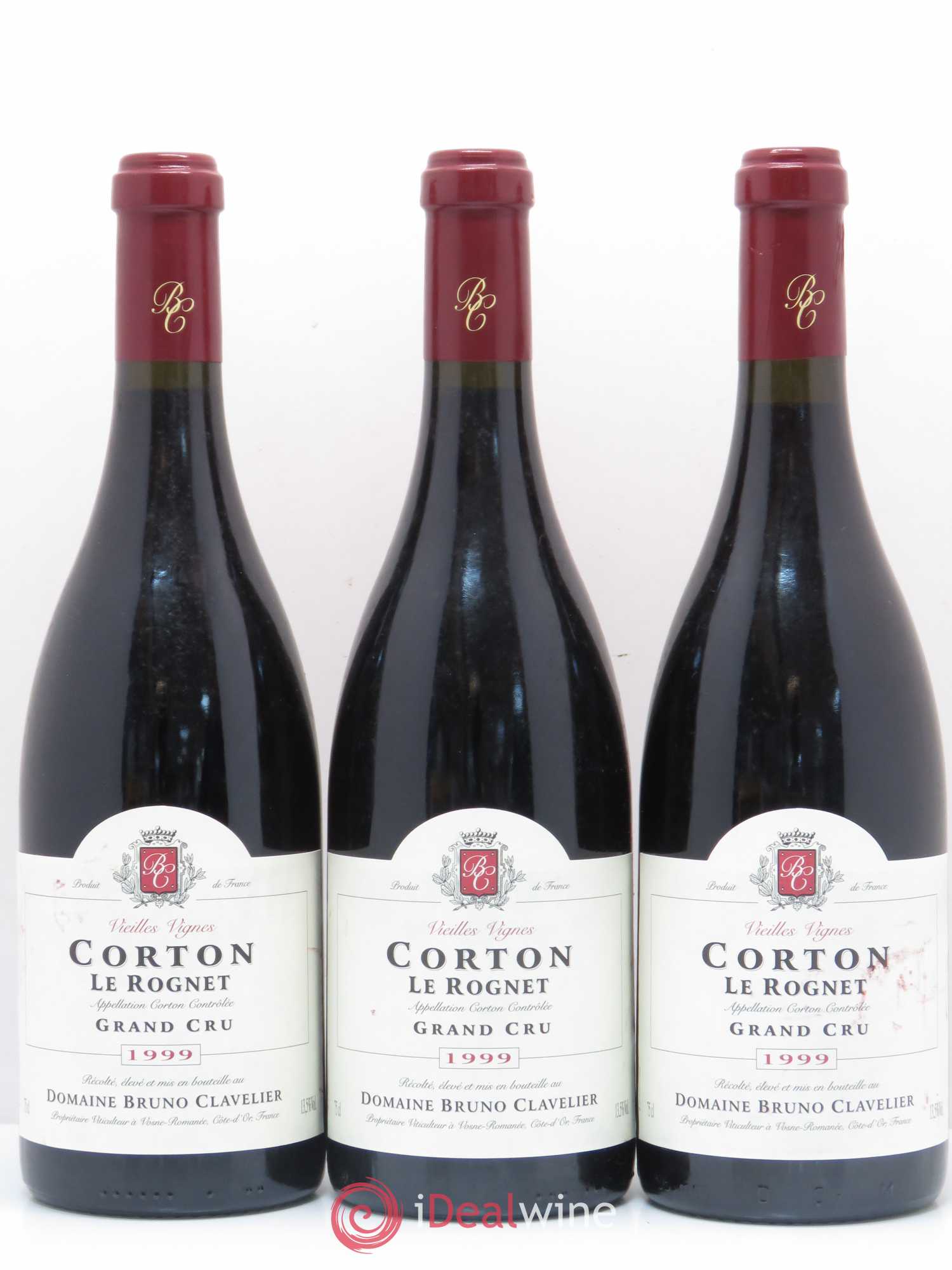 Corton Grand Cru Le Rognet Vieilles Vignes Domaine Bruno Clavelier 1999 - Posten von 3 Flaschen - 0