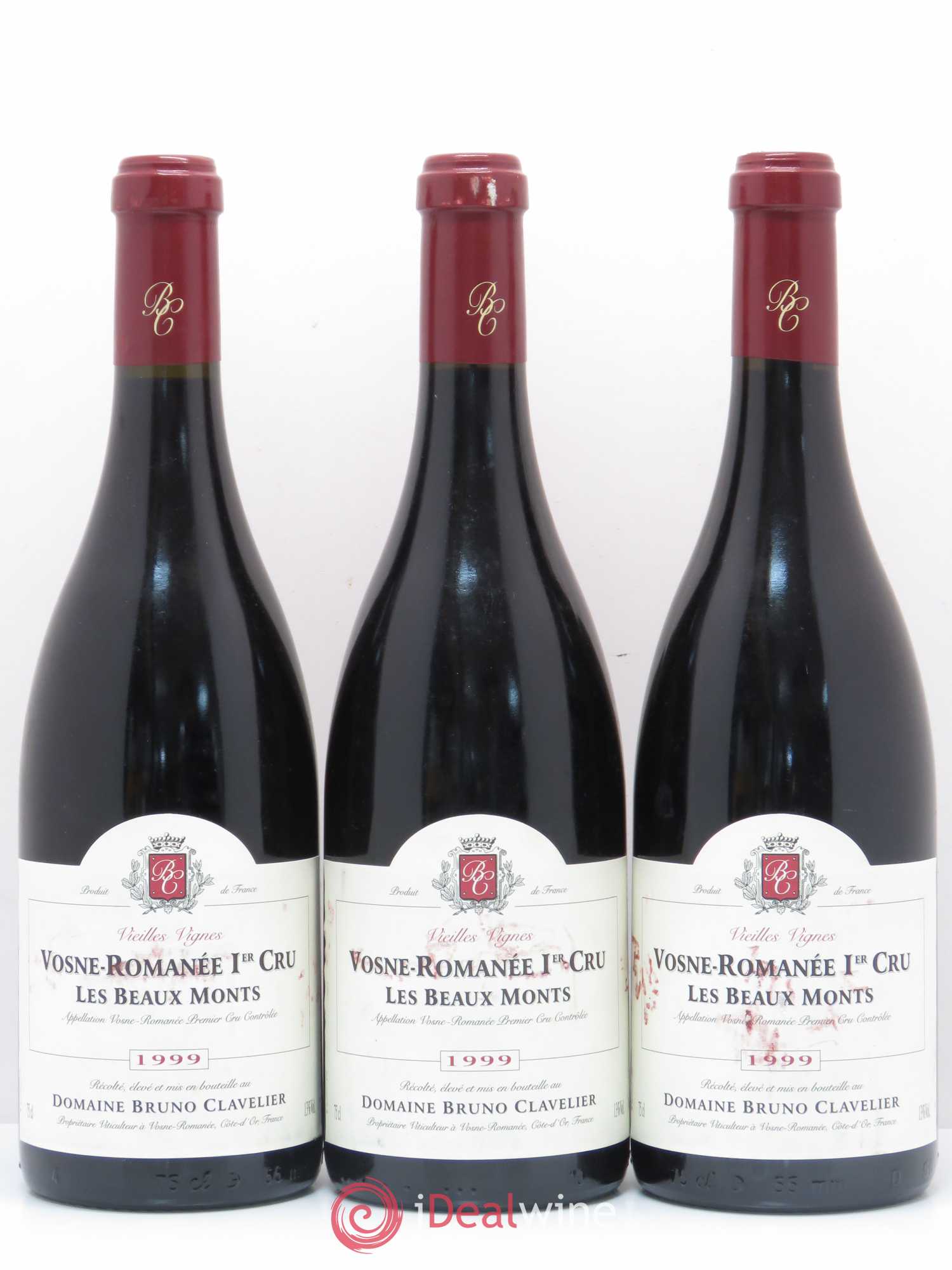 Vosne-Romanée 1er Cru Les Beaux Monts Vieilles Vignes Domaine Bruno Clavelier 1999 - Posten von 3 Flaschen - 0