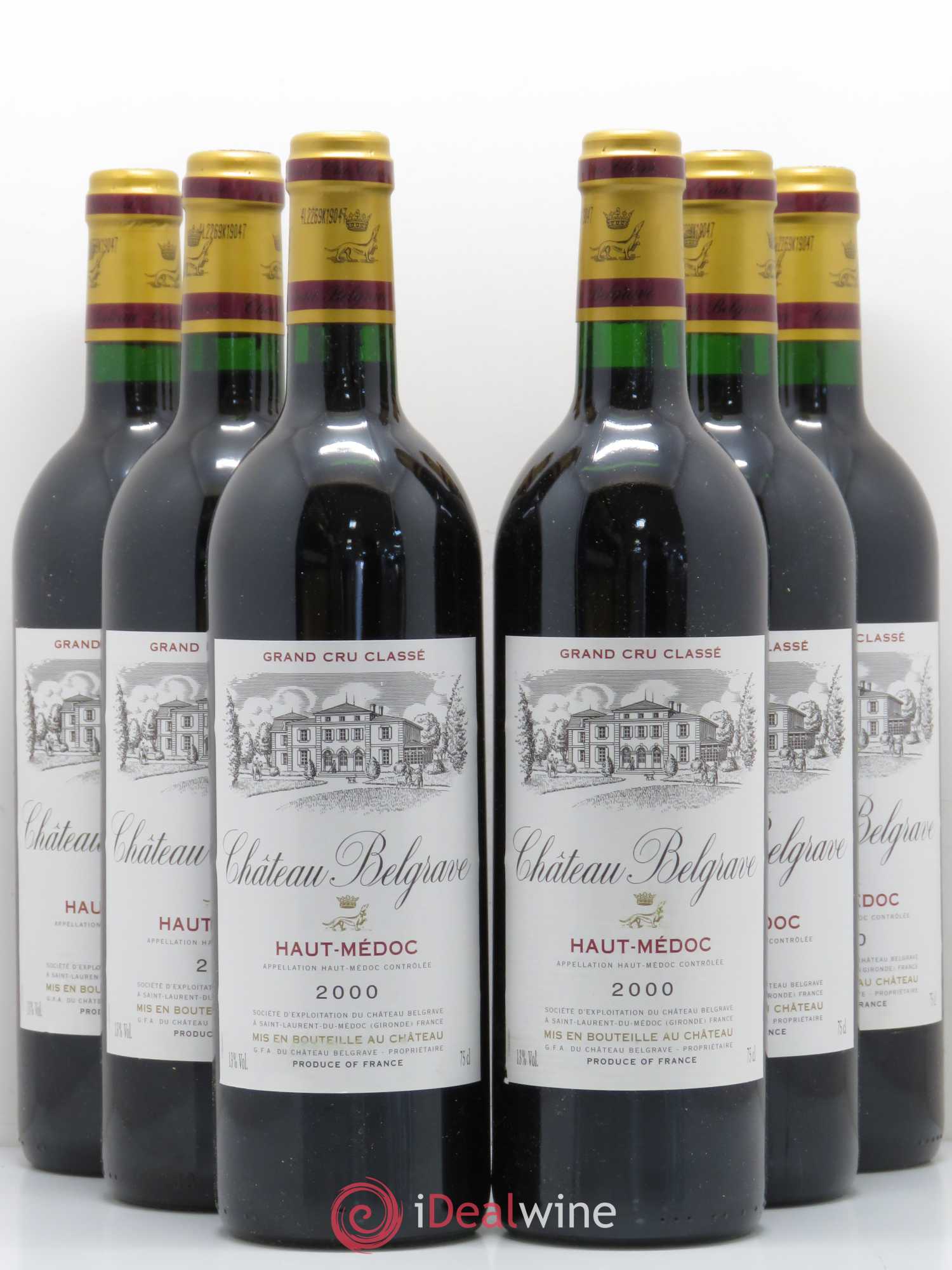 Château Belgrave 5ème Grand Cru Classé 2000 - Lot de 6 bouteilles - 0