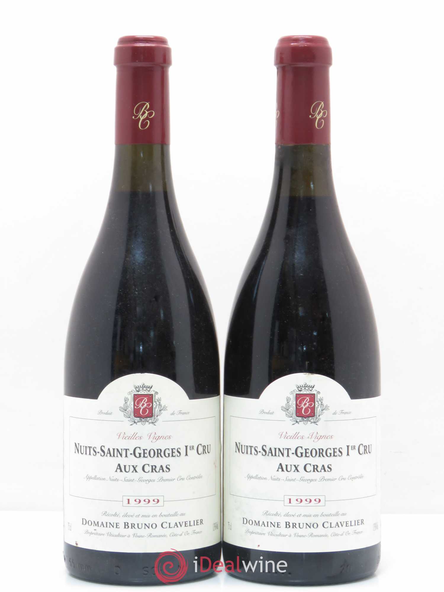 Nuits-Saint-Georges 1er Cru Aux Cras Vieilles Vignes Domaine Bruno Clavelier 1999 - Posten von 2 Flaschen - 0