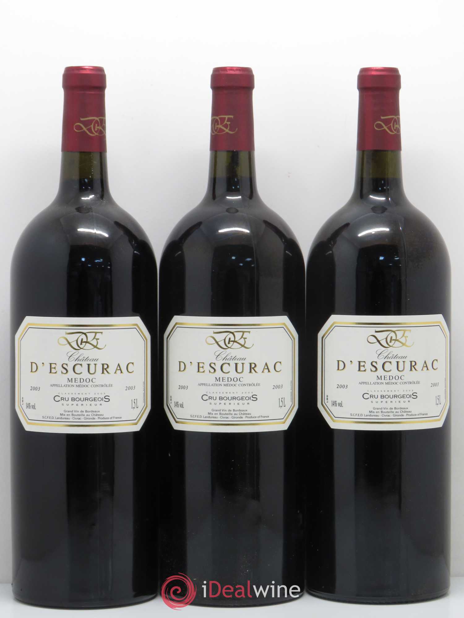 Bordeaux Médoc Château d'Escurac 2003 - Posten von 6 Magnum - 1