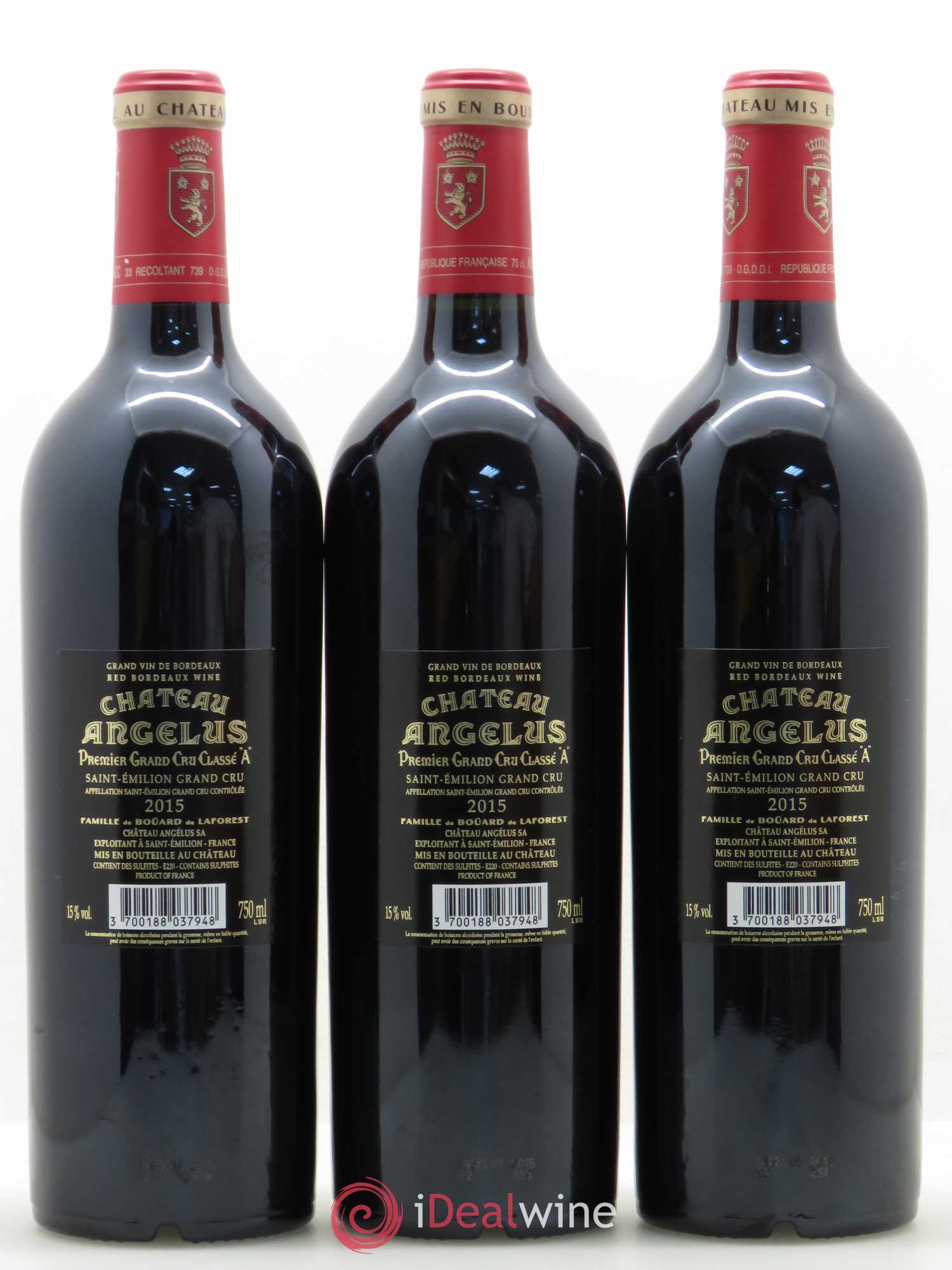 Château Angélus 1er Grand Cru Classé A 2015 - Lot de 12 bouteilles - 6