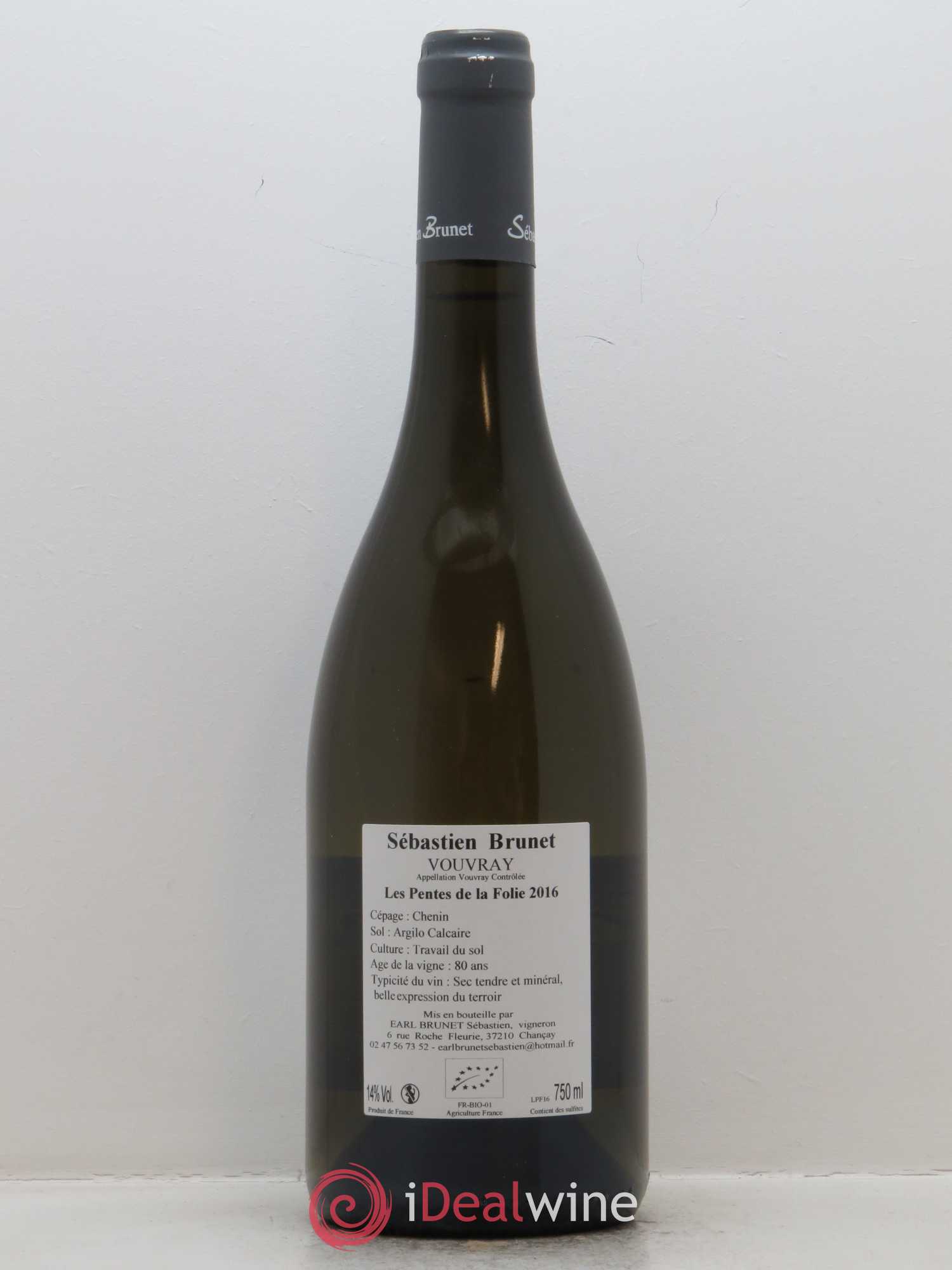 Vouvray Les Pentes de la Folie Sébastien Brunet 2016 - Lot de 1 bouteille - 1
